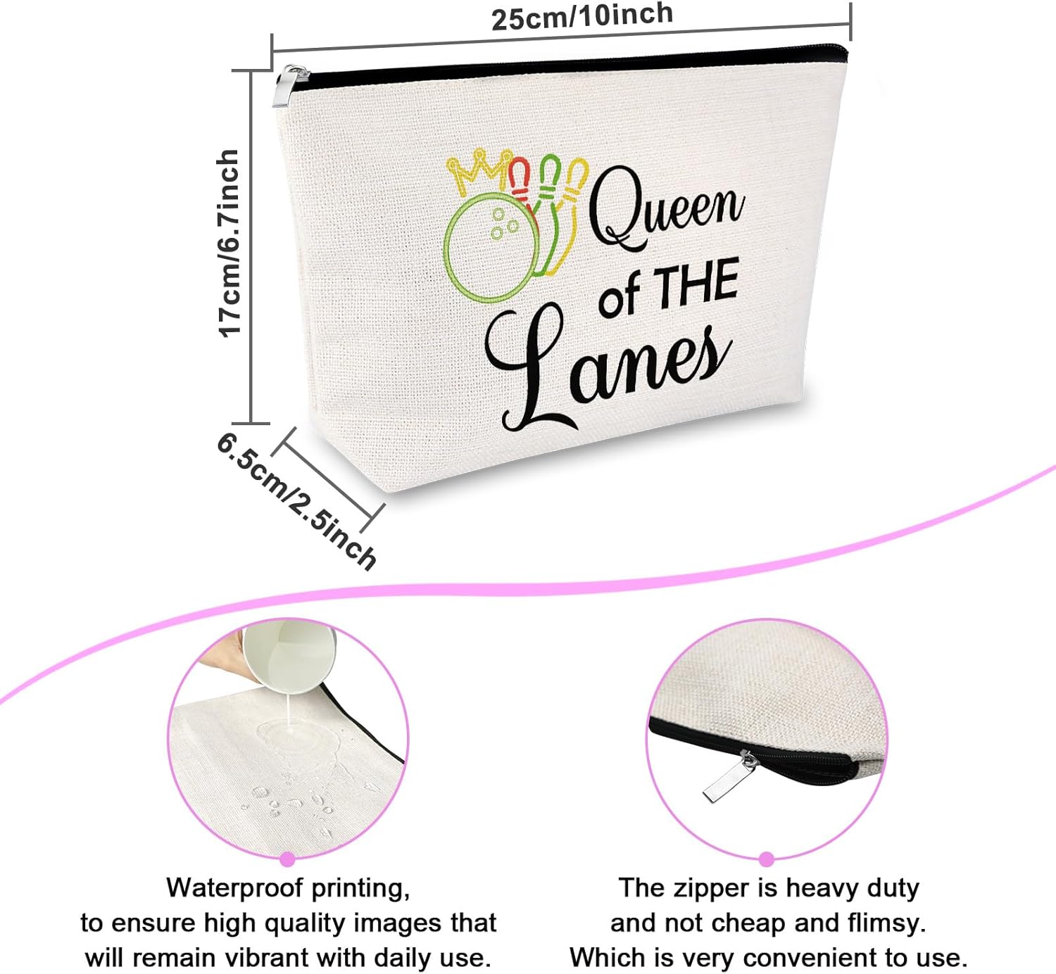 Bowling Gift Bowling Lover Gifts for Women Makeup Bag Bowling Team Gifts Bowling Club Gift for Bowling Player Bowlers Bowling Cosmetic Bag Birthday Christmas Gift for Friends Coach Travel Pouch - Image 2