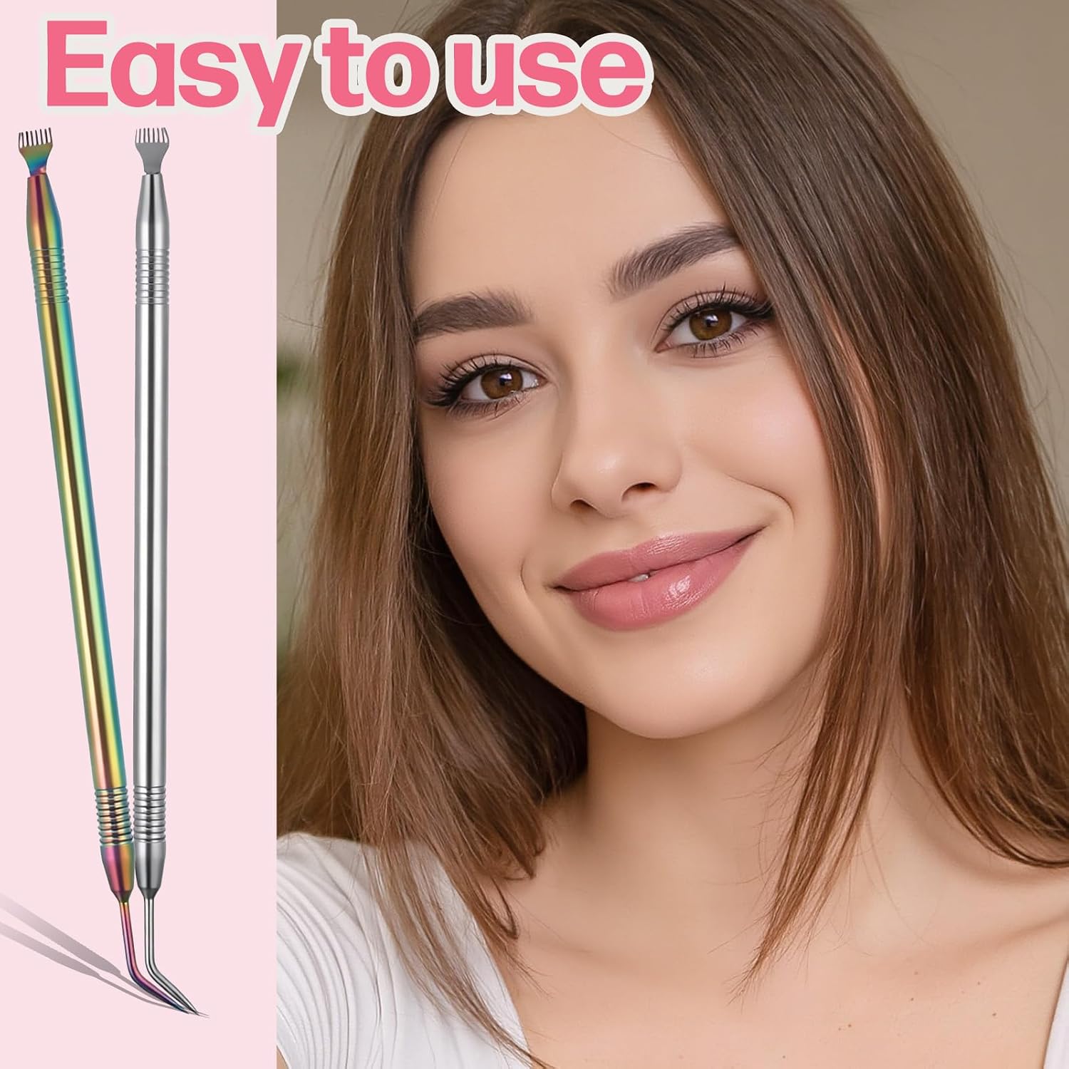 4 Pcs Lash Lift Tool, 2-in-1 Sturdy Stainless Steel Lash Lift Brush & Lashs Separator Tool, Eyelash Separator Comb with Lifter Rod for Perm, Tinting, Curling, Extension(7IN+6IN)