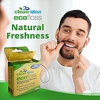 Vista 3 de EcoFloss - Hilo natural ecológico de 19.7 x 82.0 ft, hilo de bambú con infusión de carbón, biodegradable y 100% vegano encerado, sabor a menta