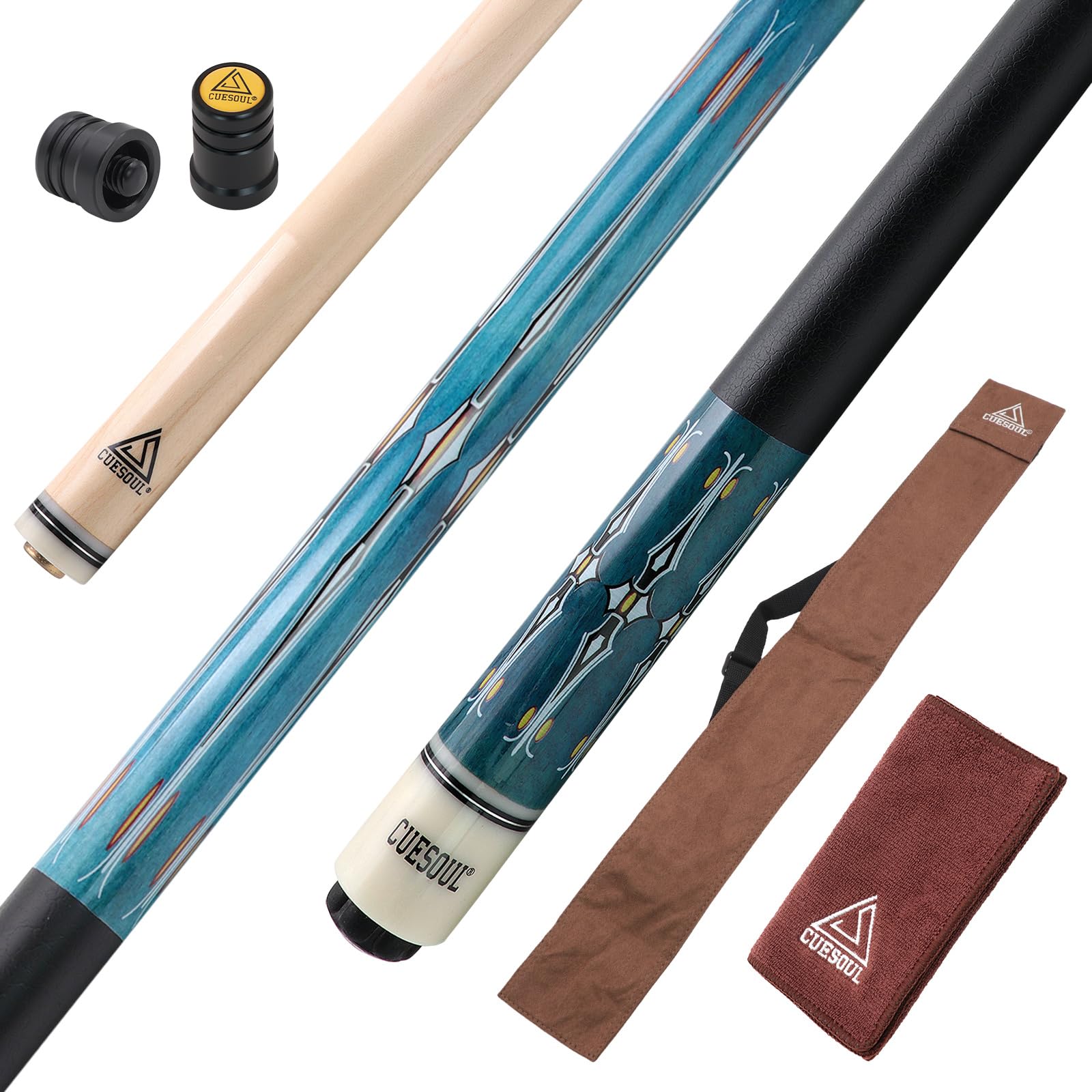 CUESOUL 58 Inch Pool Cue 21oz 13mm cue tip Billiard Cue Stick with Irish Wrap,Packed in brown Cue bag