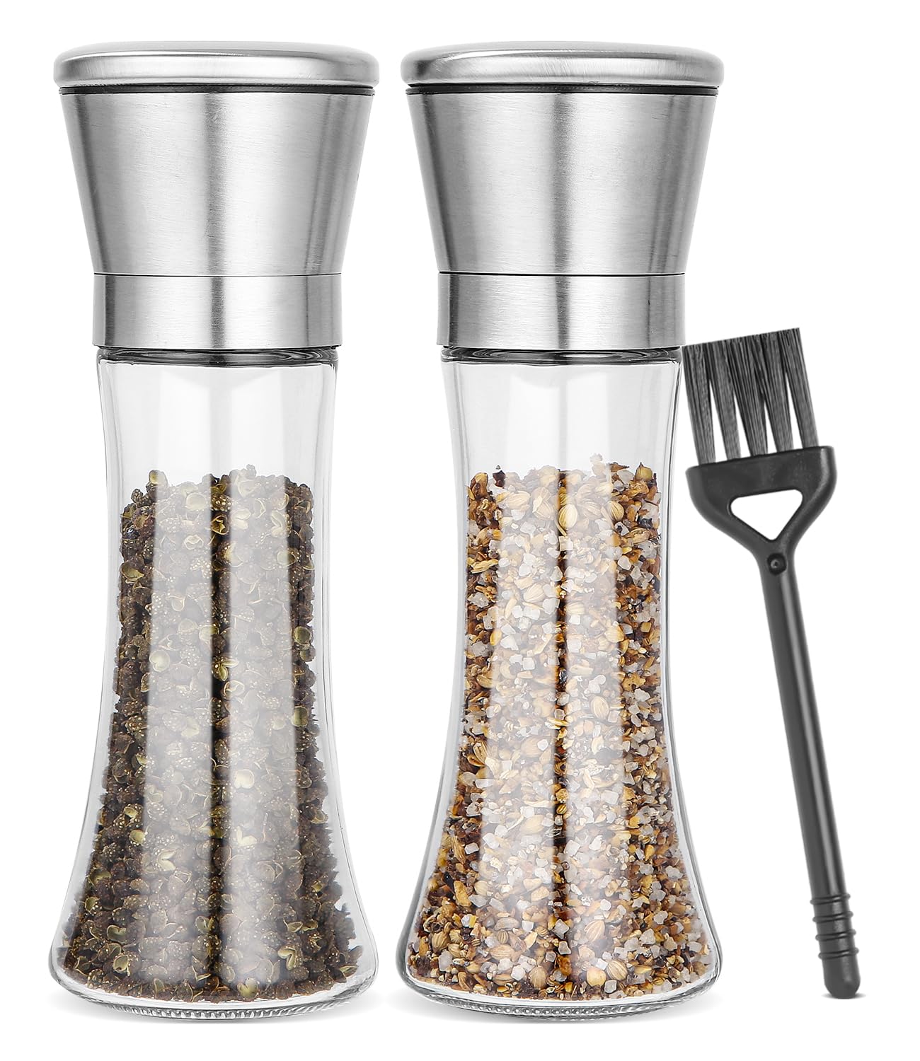 Set Macinasale E Pepe In Vetro - 2 Pezzi Con Macinino Ceramica Regolabile - Foto 7