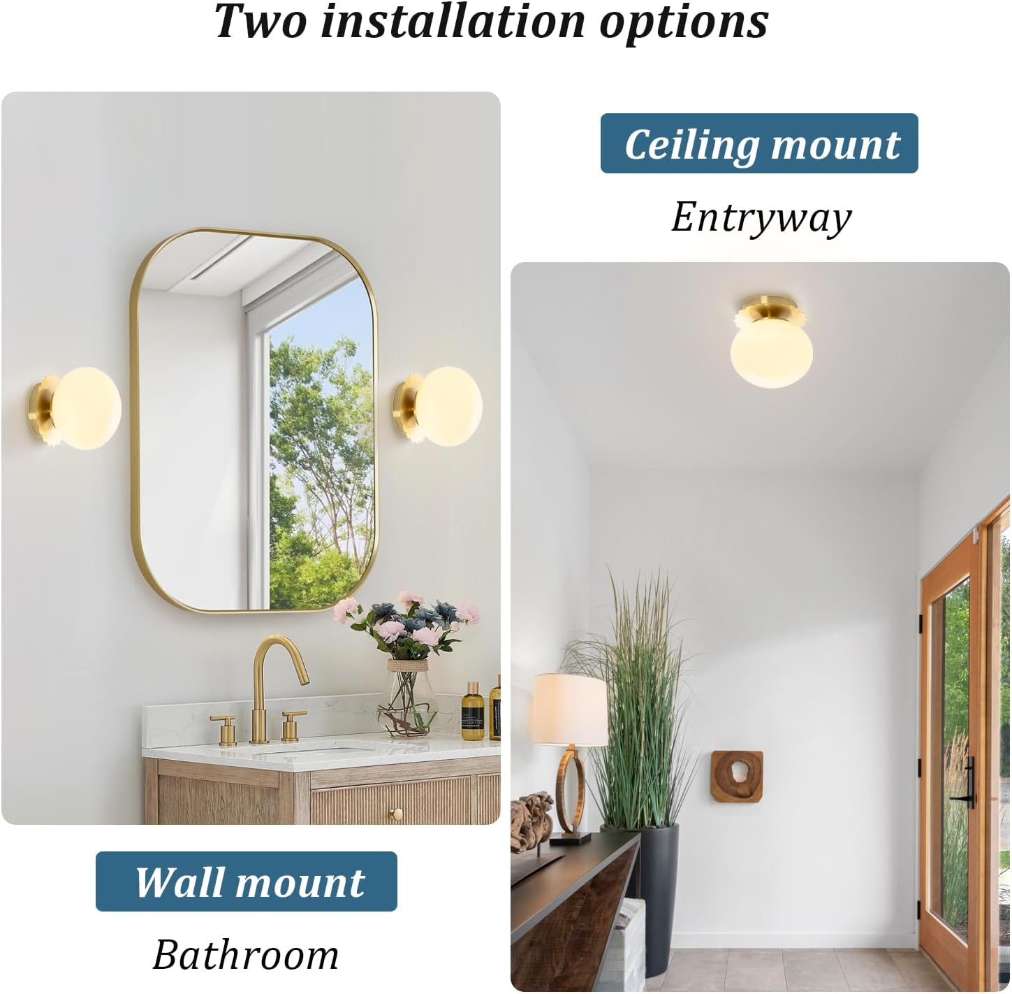 Modern Globe Glass Wall Sconces- Minimalist Home Shop Decor Wall Light 7" Glass Shade Hardwired- 1 Light Mid Century Wall Lamps Indoor Bedroom Bathroom Hallway Vanity Sconce Light (Gold-Beige)