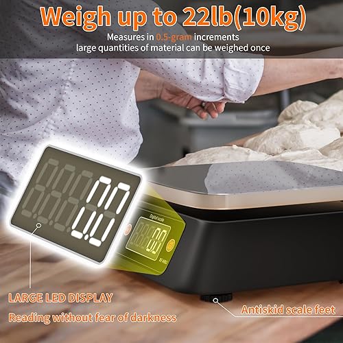 Miniatura 4 de Yoncon KF-H8U - Báscula de cocina digital de gramos y onzas, báscula de alimentos para panaderos, fabricación de velas y jabón, báscula para hornear