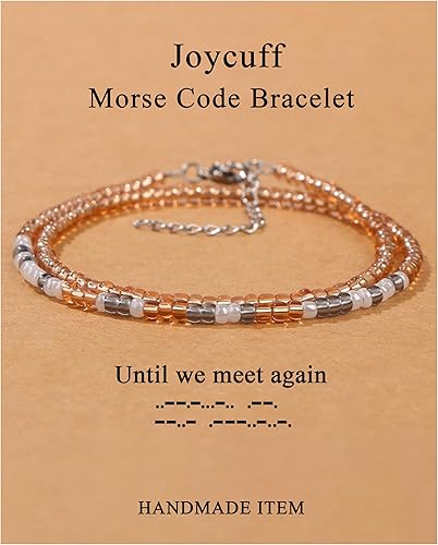 JoycuFF Pulseras de Código Morse para Mujeres Regalos Inspiracionales Pulseras de Cuentas para Mujeres Regalos de Ánimo Regalos de Cumpleaños para