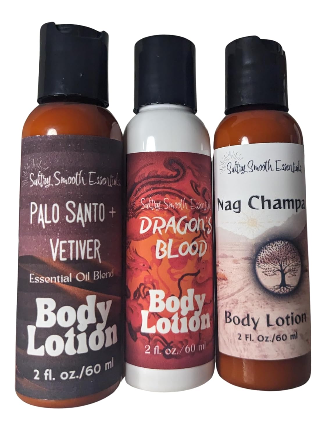 Mystical Moisturizer Collection - Palo Santo & Vetiver, Dragon's Blood, Nag Champa Body Lotion (3 pack) made with Spiritual Grounding Essential Oils (4 oz)