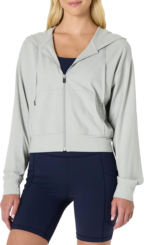 Amazon Essentials Women's Athletic Soft Performance Lightweight Cropped Zip Up Workout Hoodie