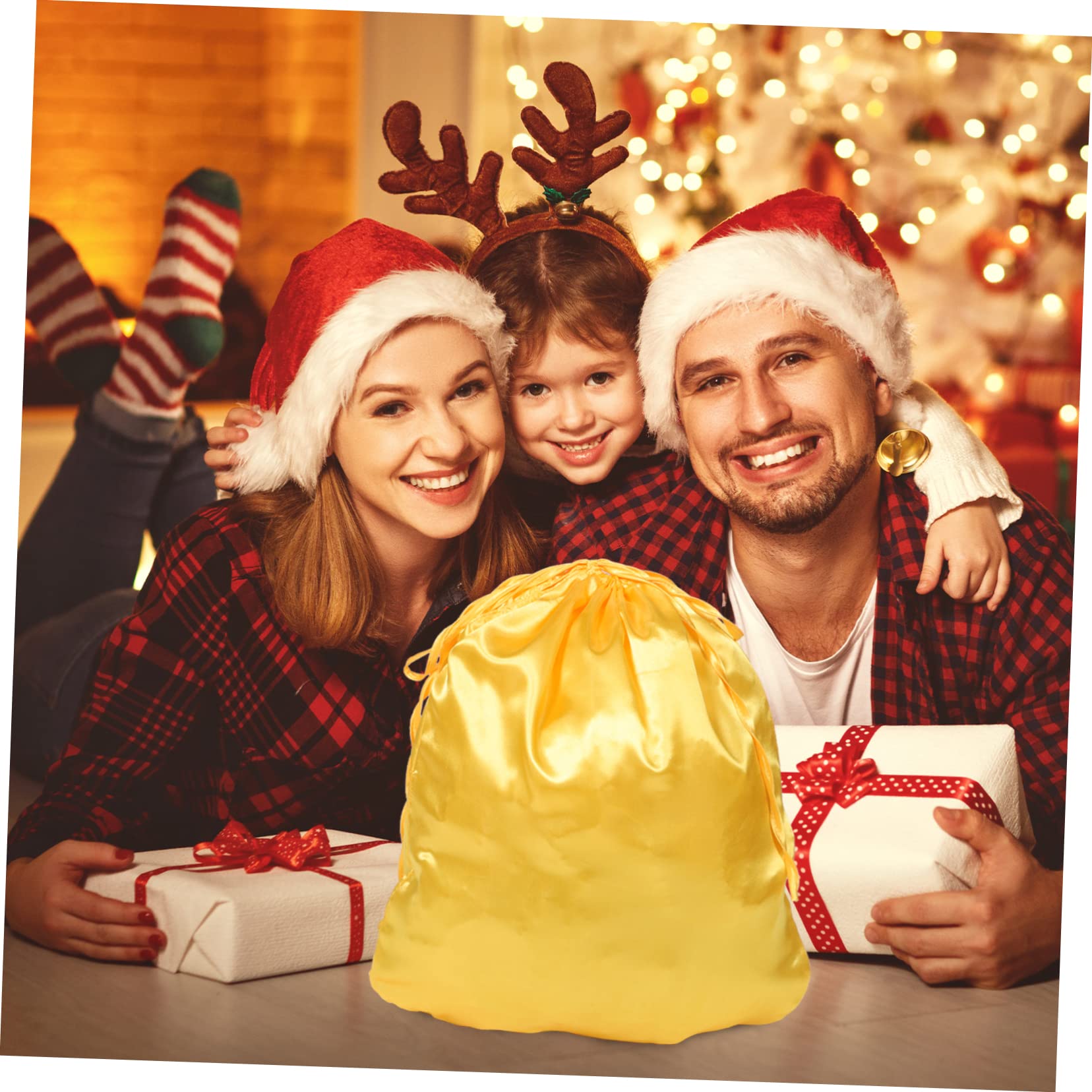 ULTECHNOVO 5piezas Bolsa De Cuerda De Papá Noel Grande para y Dulces Navideños para Fiestas De Navidad y Accesorios De Cosplay