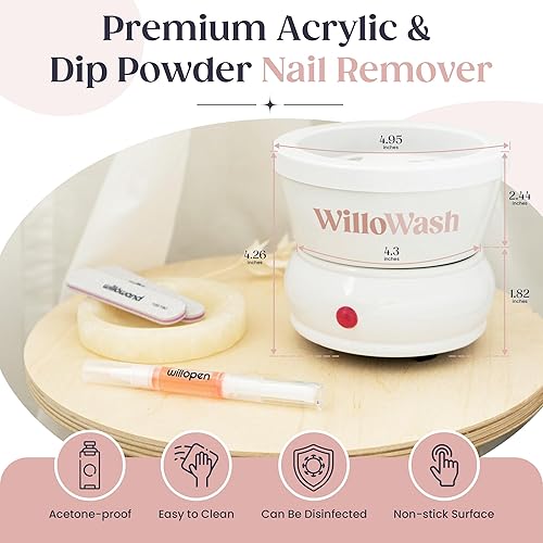 Miniatura 5 de Willowash - Cuenco eléctrico para remojar uñas, kit removedor de uñas acrílico a prueba de acetona para el hogar, polvo de inmersión y cuenco