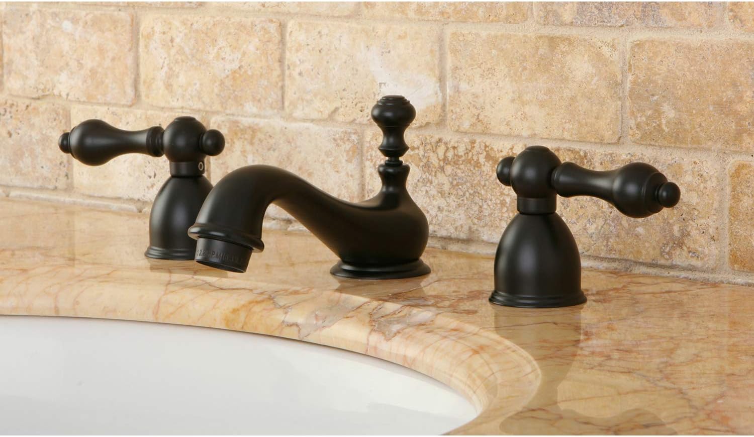 Kingston Brass KS3955AL Restoration Mini Widespread Lavatory Faucet with Metal lever handle, Oil Rubbed Bronze, 4-Inch Adjustable Center