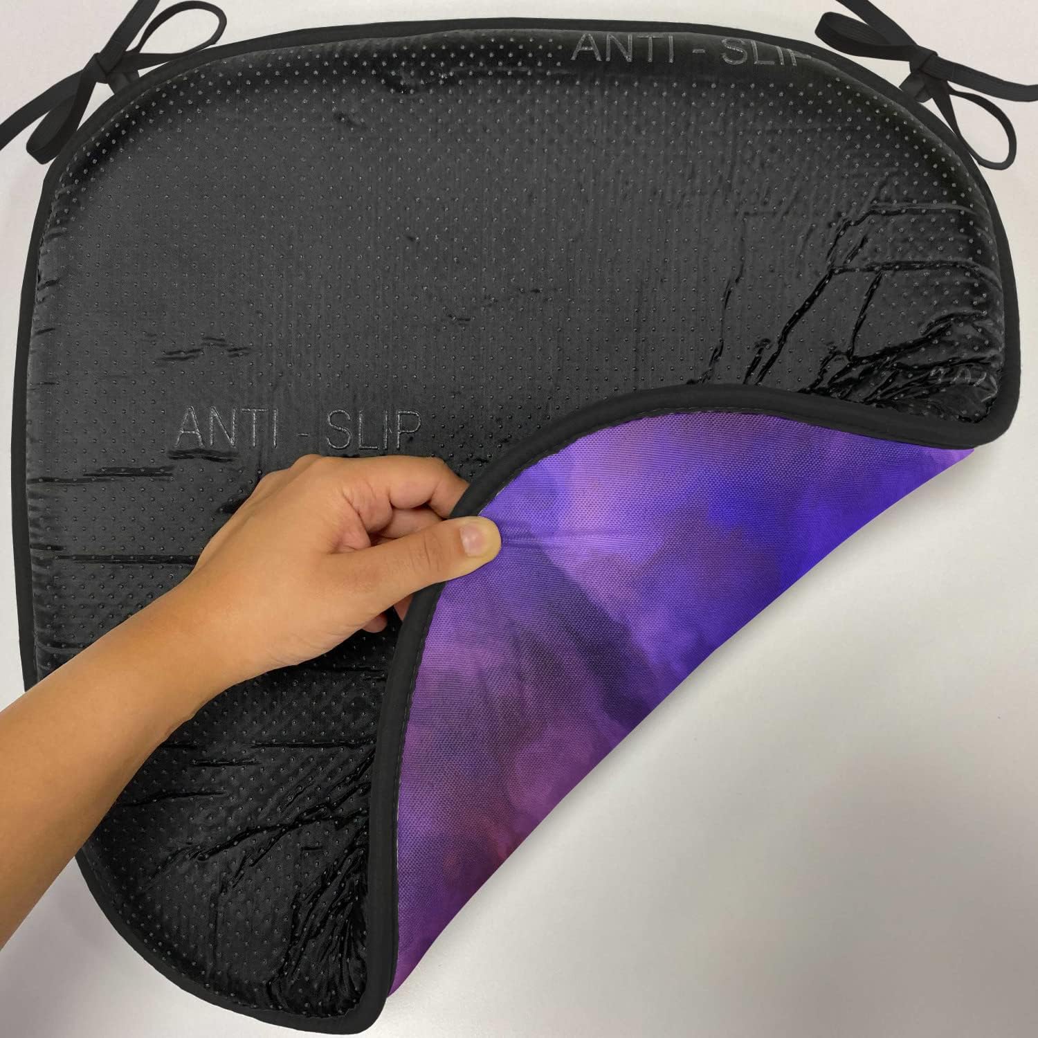 Lunarable Purple Chair Cushion Pads Set 12, Surreal Storm Clouds in Divine Color Sky Atmospheric Cosmos Universe, Anti-Slip Seat Padding for Kitchen & Patio, 16"x16", Violet