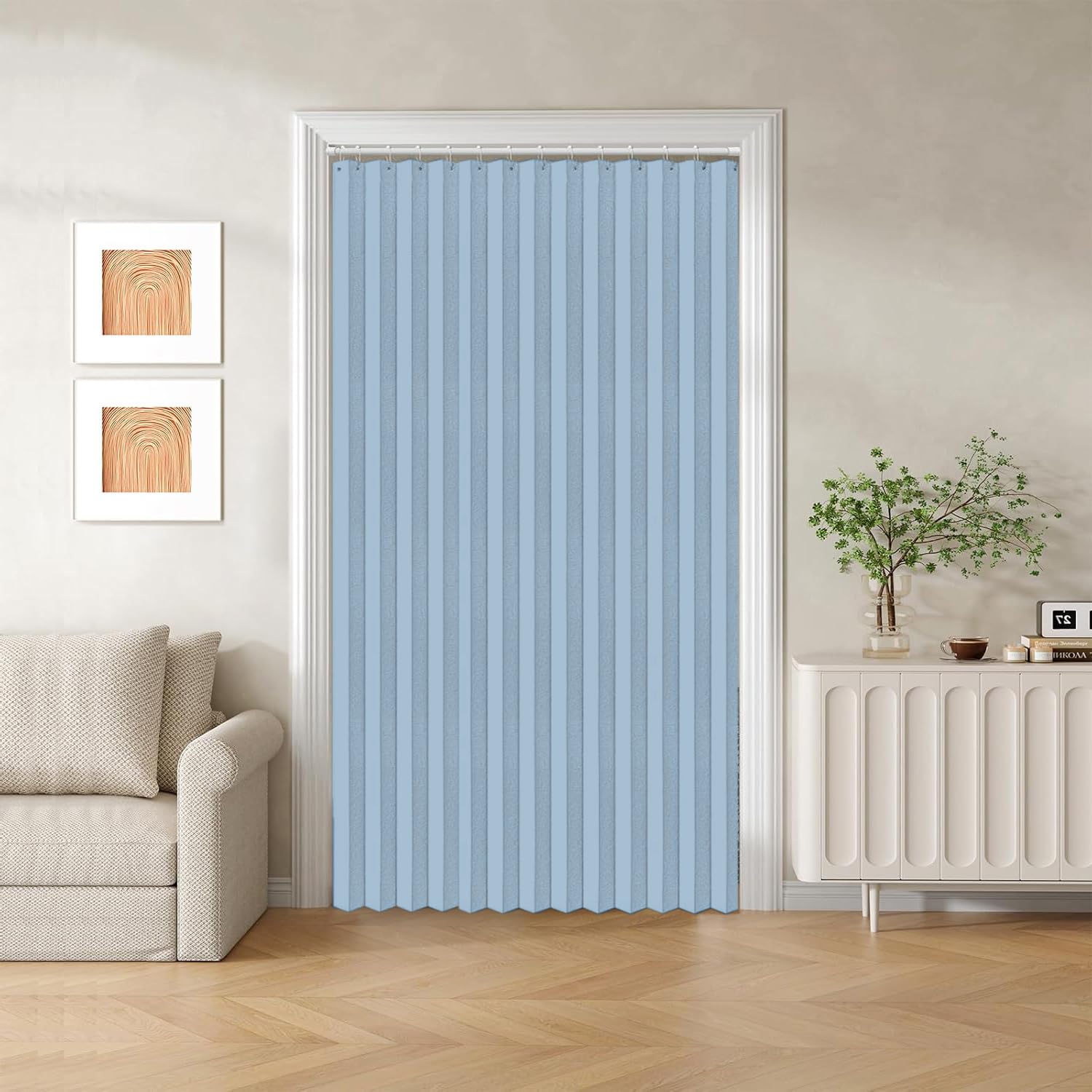 Tende Pieghevoli su Misura per divisori Interni, Adatte per ingressi, soggiorni e camere da Letto.-Sky Blue- W180xH200cm