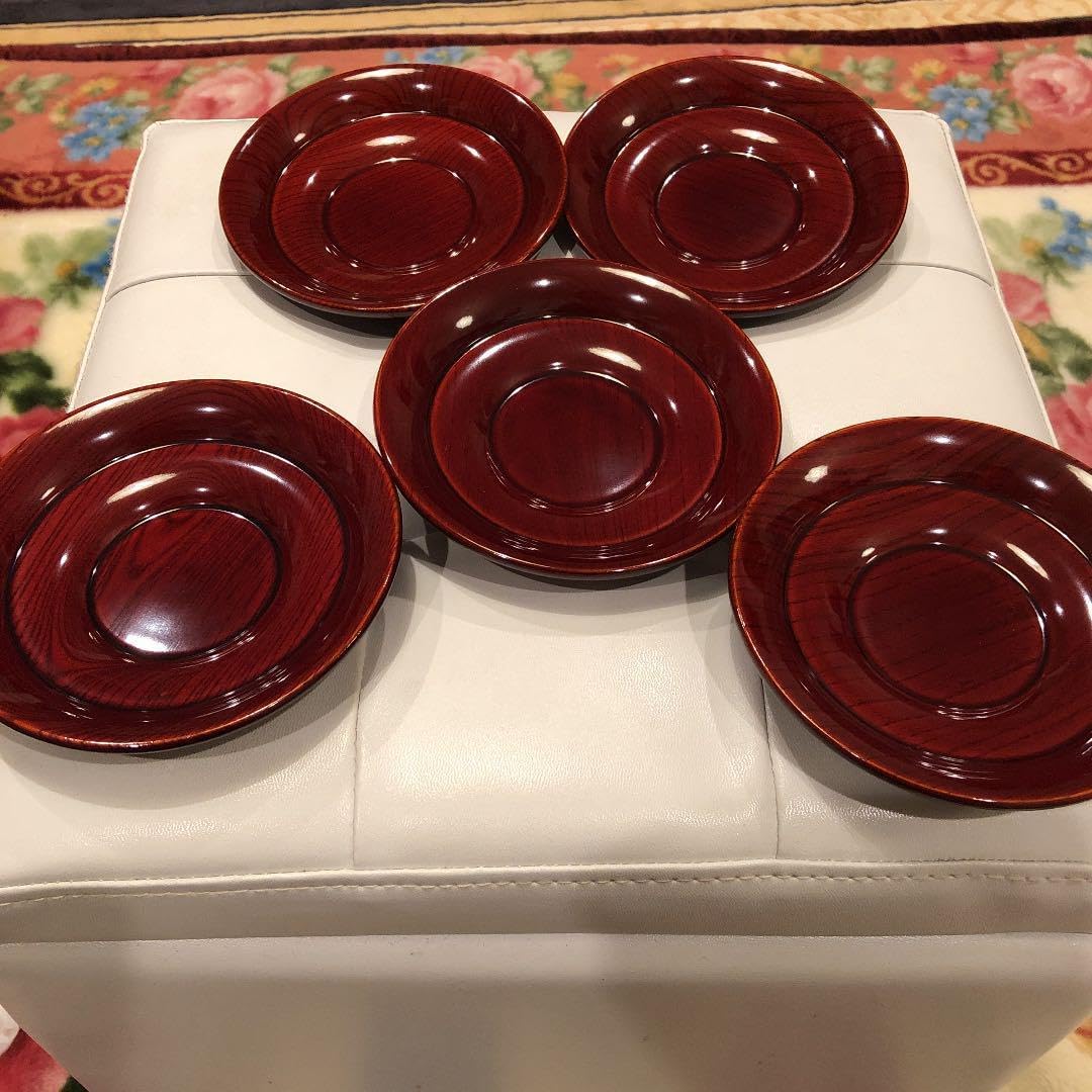 茶道具　漆塗　茶托　五客　Z　8552 茶道具 漆塗 茶托 五客 Z 8552 茶托 百合（小） 溜 5枚セット 漆