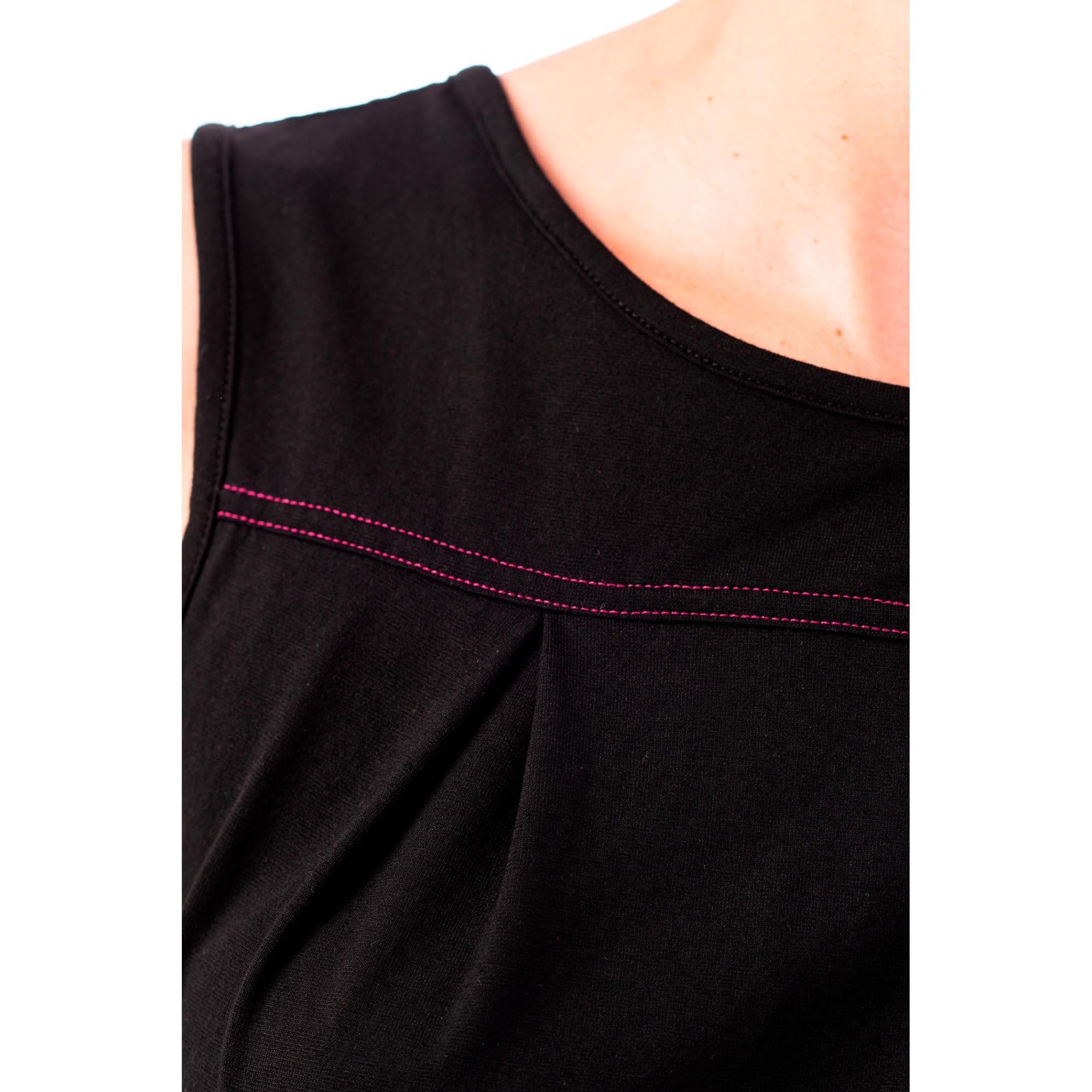 Mamatayoe Top Arte para Mujer – Top Negro sin Mangas para Eventos con Aplicaciones Bordadas, Tallas S-XXL