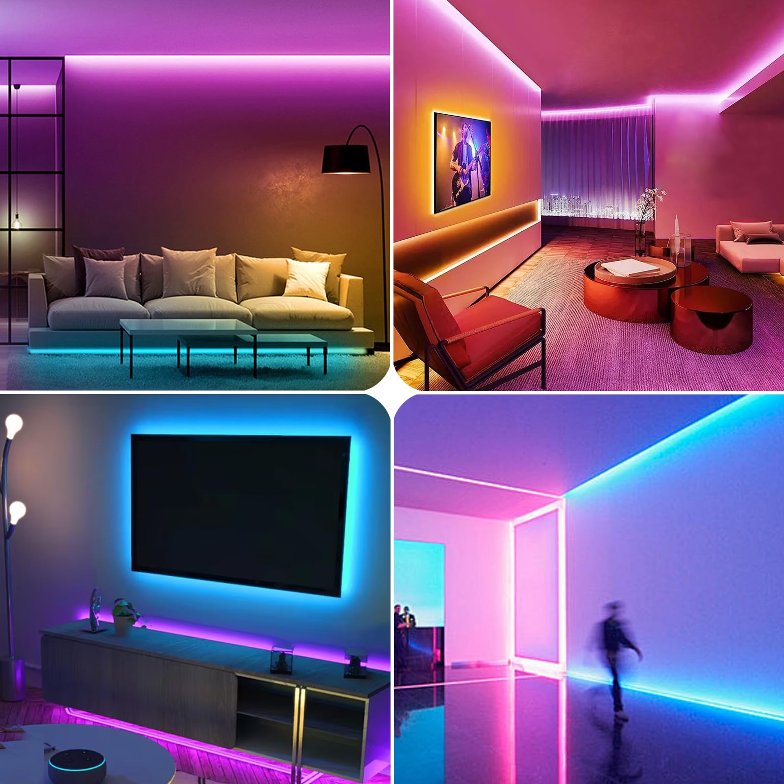 24V RGB COB Led Strip Light 32.8FT/10M, 5760Leds, 10mm Width Flexible Led Tape Light, Smart Led Strip Light Color Changing, Alexa/Google Compatible, Led Strip Lights for TV Light, Bedroom Decor