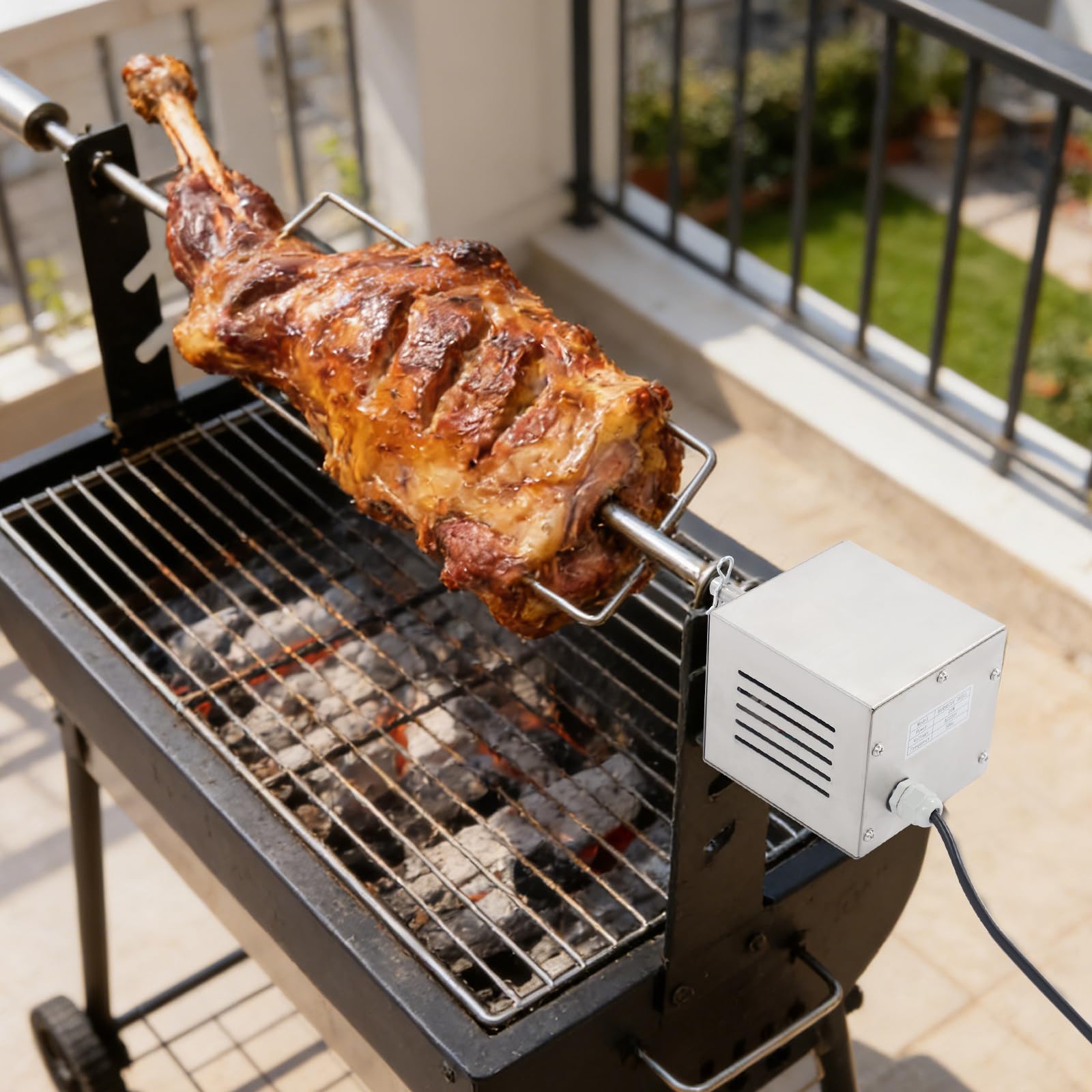 Motore per barbecue da 230 V, 25 W, in acciaio inox, motore rotante per spiedini | Accessorio per barbecue in acciaio inox, per maialini, pollo, capra, spiedino, motore per campeggio e feste