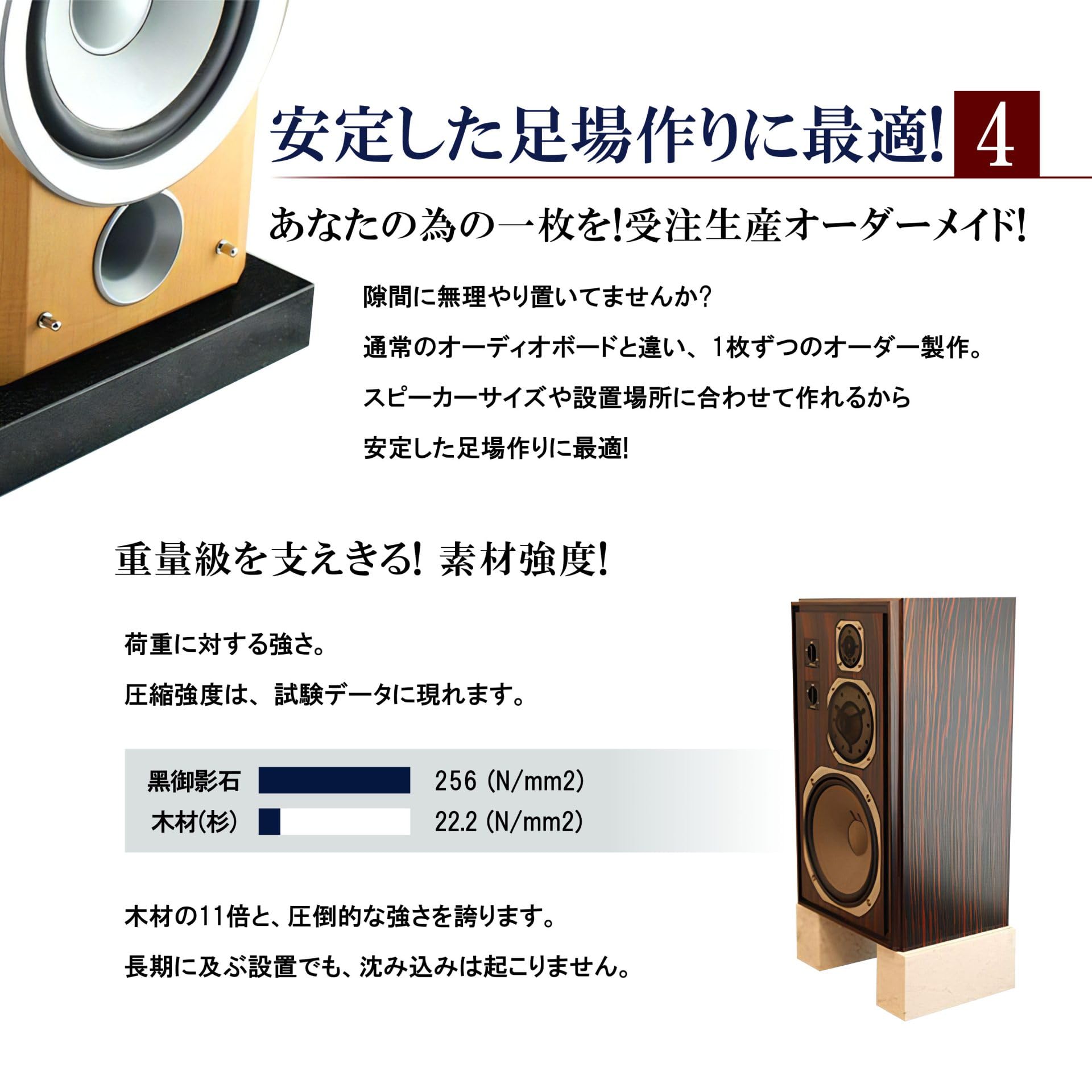 【メル87205】天然黒御影石 山西黒 特注オーディオボード●5面磨●3枚 メル87205】天然黒御影石 山西黒 特注オーディオボード○5面磨○3枚