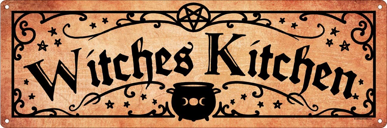 Grindstore Nc Witches Kitchen Slim Tin Sign Orange 30.5X10.1cm