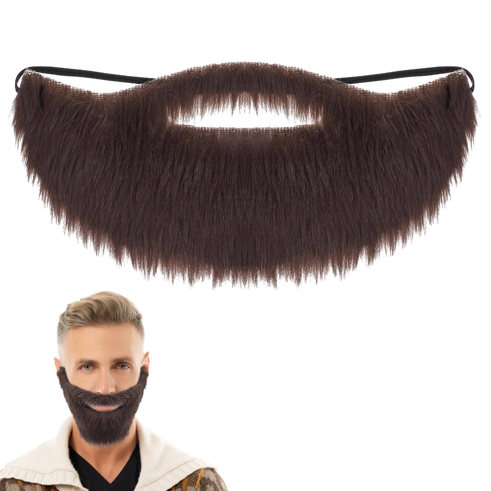 Sztuczne wąsy brązowe sztuczny broda kostium elastyczna meksykański pirat detektyw wąsy do przebrania męski makijaż Halloween Boże Narodzenie Fiesta maskarada impreza cosplay