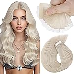 Sunny Hair Tape in Hair Extensions Real Human Hair Invisible Remy Hair Extensions Tape ins for Women White Blonde 12 inch 20G