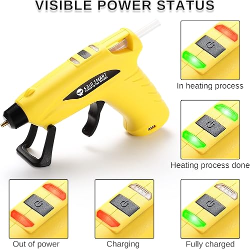 Miniatura 6 de SainSmart Mini pistola de pegamento caliente inalámbrica con diseño antigoteo y 20 barras de pegamento para decoraciones navideñas, bricolaje,