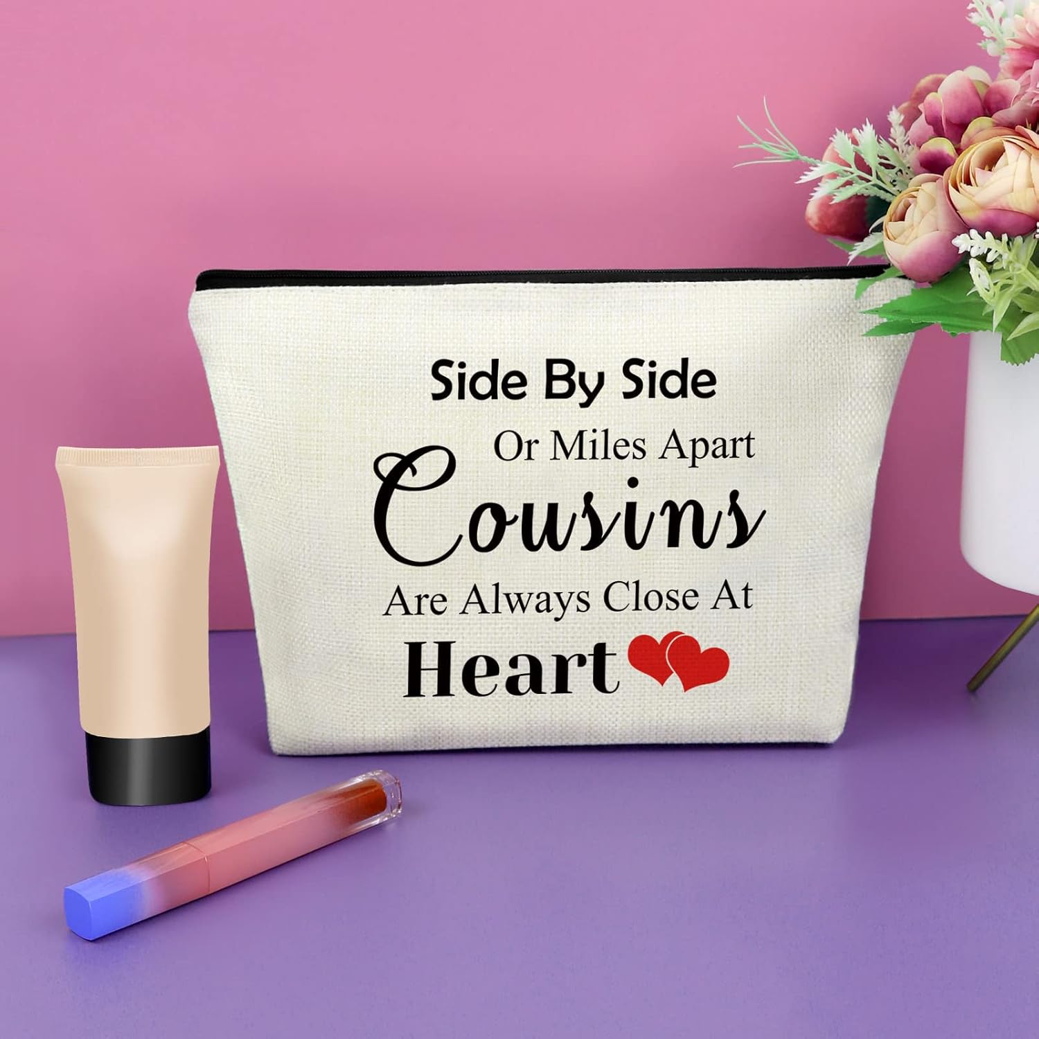 Sazuwu Cousin Gifts for Women Makeup Bag Birthday Gifts for Favorite Cousin Inspirational Gifts for Cousin Cosmetic Bag Encouragement Gifts for Sister Christmas Graduation Gifts Travel Pouch - Image 2