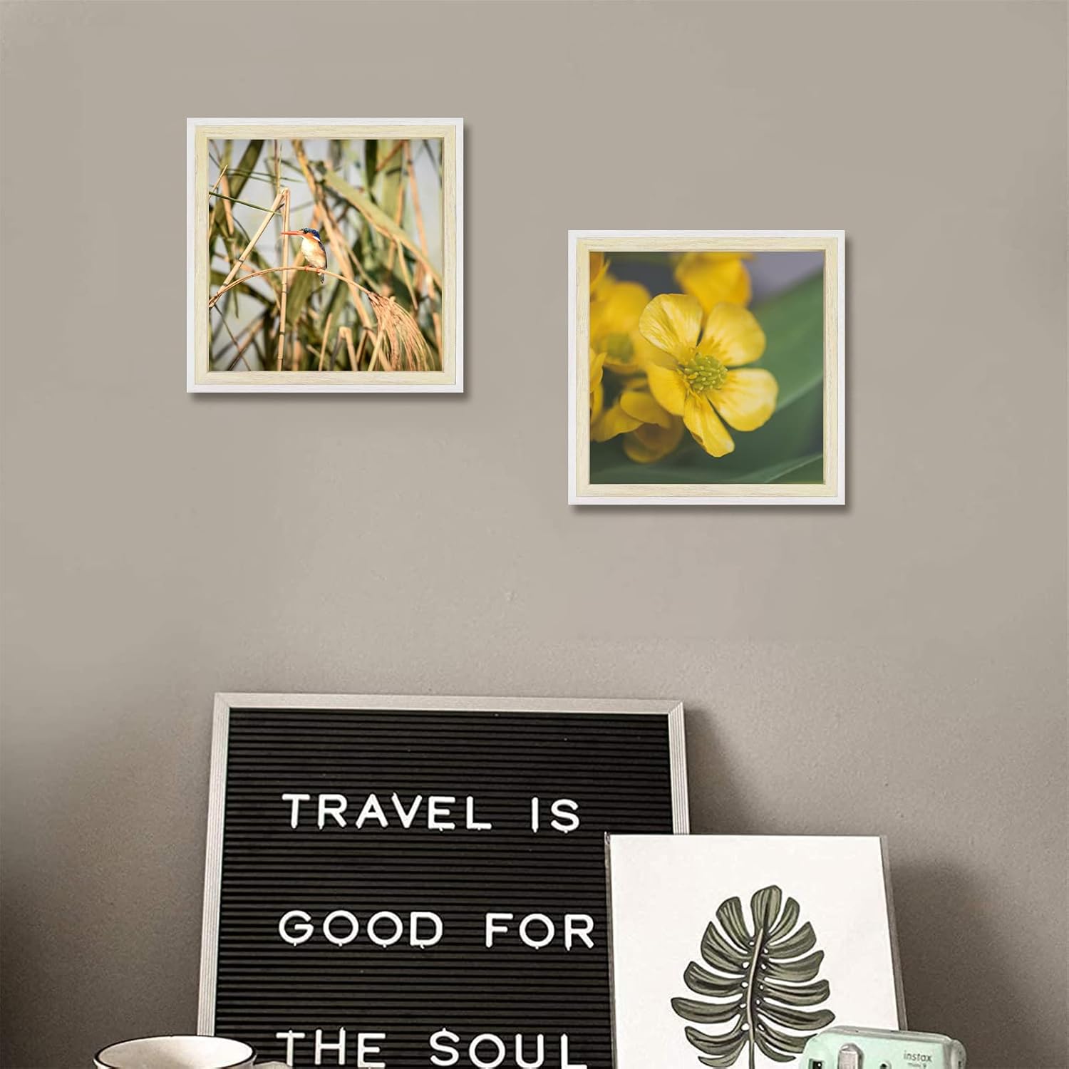 Frametory, 8x8 Picture Frame - Composite Wood with Glass - Square Photo Frame Horizontal And Vertical for Wall And Tabletop (Beige And White, 4 Pack)