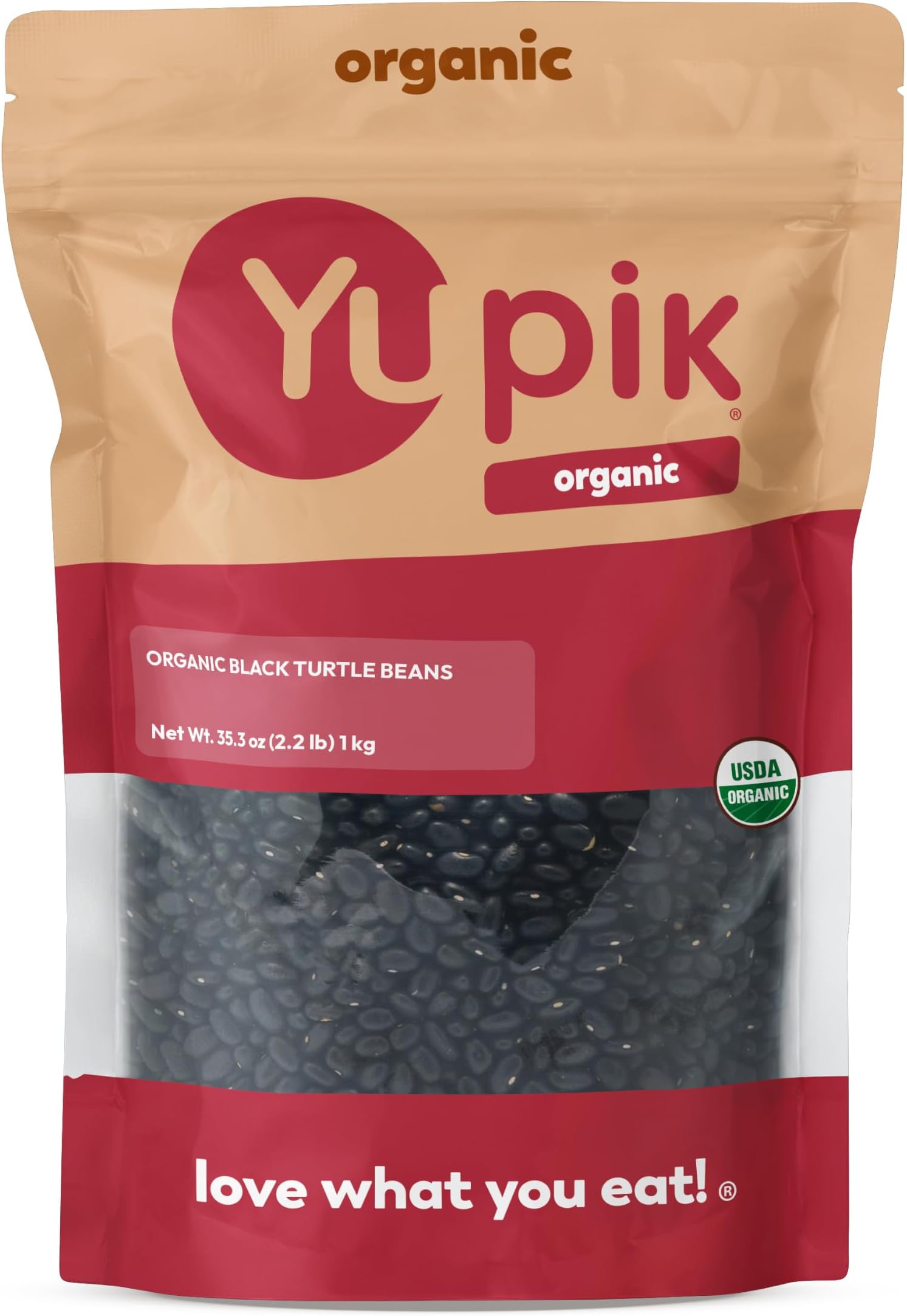 Organic Black Turtle Beans, 2.2 lb (35.3 oz), Non-GMO, Vegan & Gluten-Free, USDA Certified, Kosher, Dried Beans, Excellent Source of Protein & Fiber, Perfect for Soups, Salads & Dips