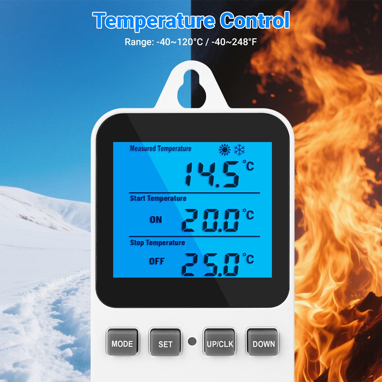 Digital Thermostat Steckdose mit Fühler Temperaturregler 230V Steckdosenthermostat Heizung Kühlung Zeitschaltuhr Temperaturschalter für Gewächshaus Terrarium Aquarium