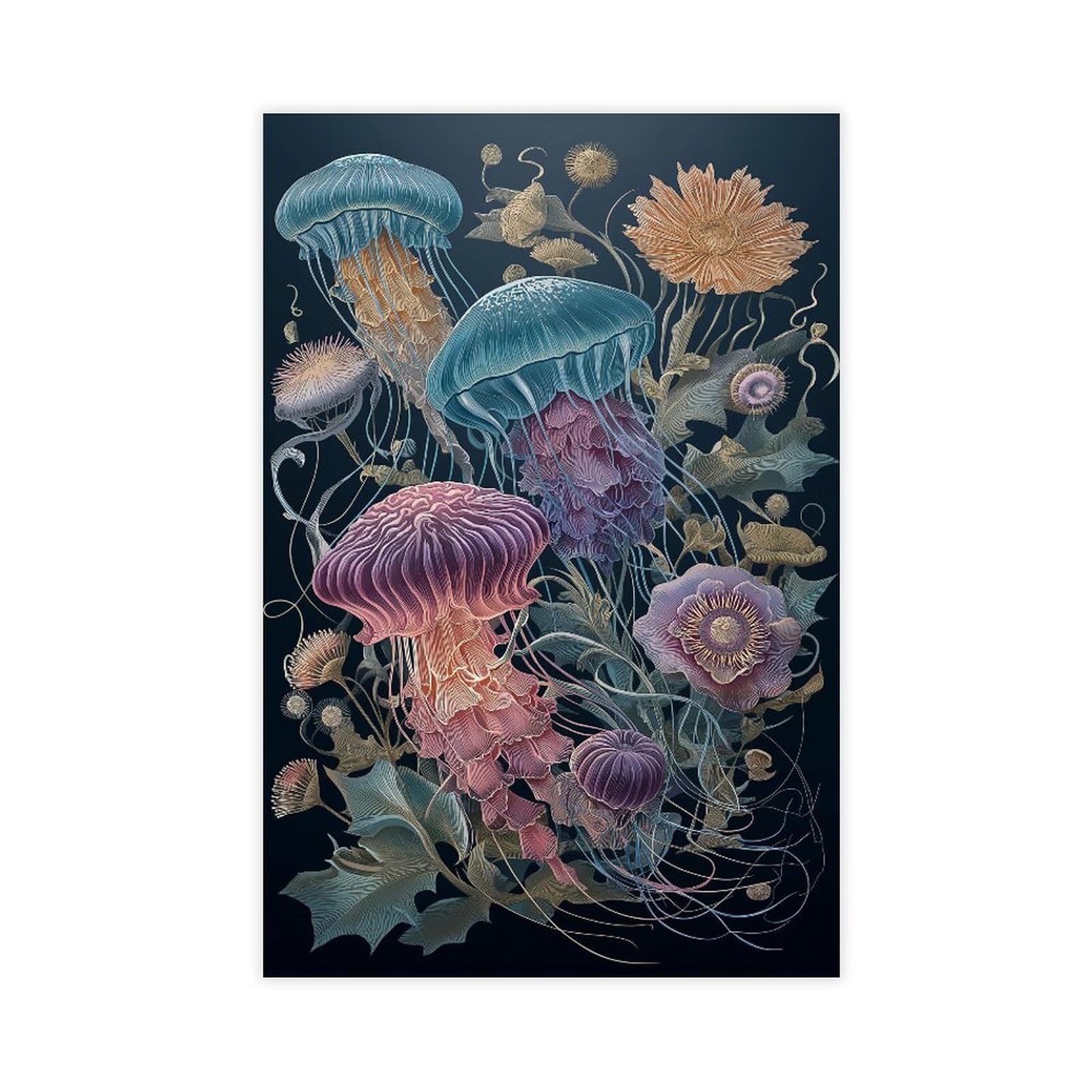 YWTJAX Jellyfish Wall Art Poster Canvas Poster for Dorm Room Decor Gift