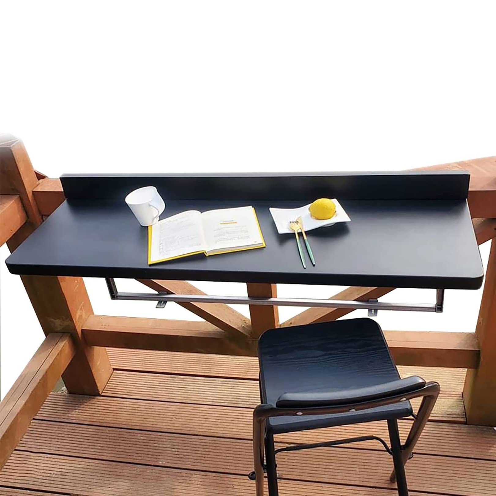 Balkonhängetisch Klappbar Hängend, Balkon-Hängetisch,5-Fach Höhenverstellbarer Hängetisch Kleiner Balkontisch Aufklappbar, Klapptisch, Wandtisch Für Terrasse Garten Geländer Tisch