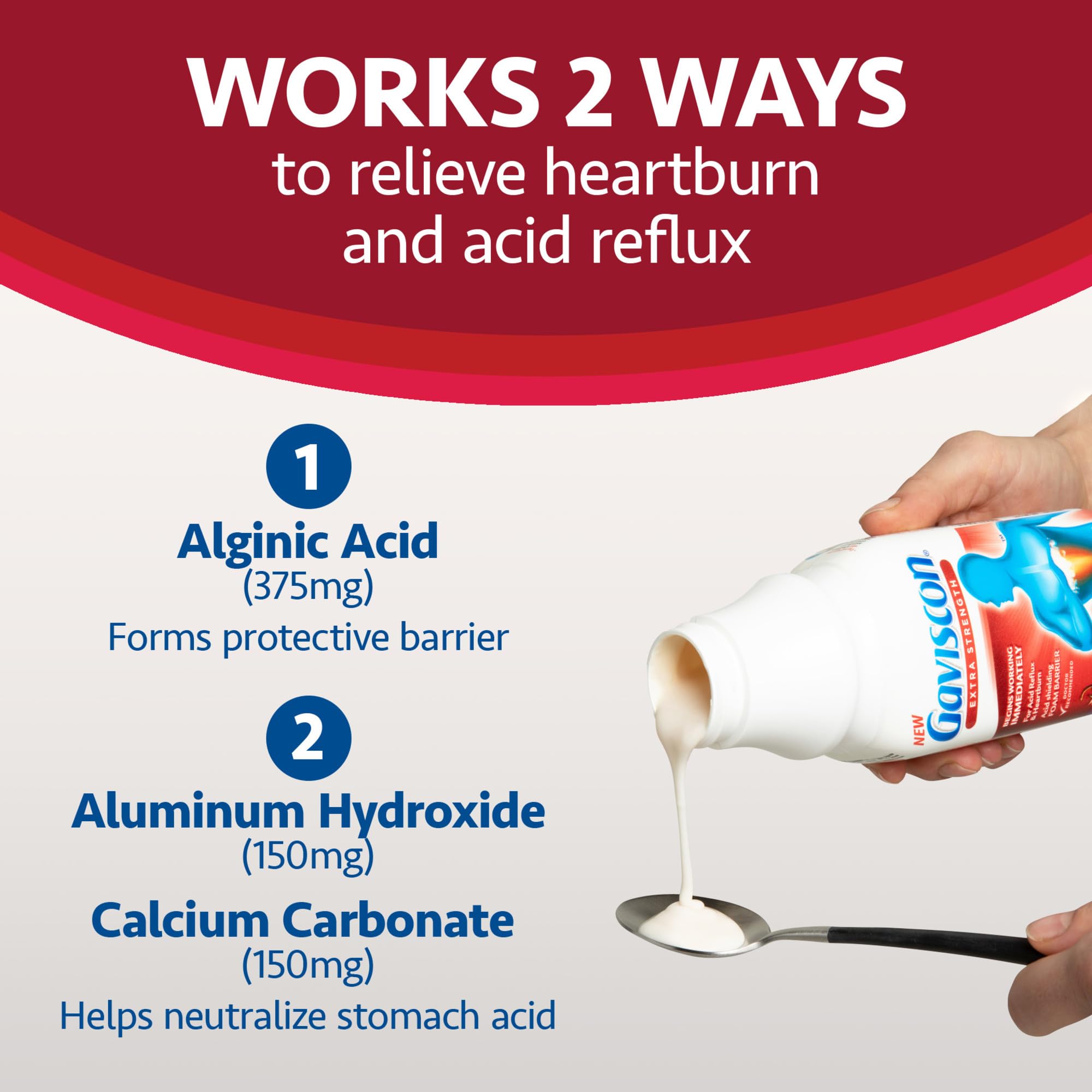 Gaviscon Gaviscon Extra Strength Liquid Fruit | Long-Lasting Acid Reflux and Heartburn Relief | 340ml 1 Count — Amazon image 3