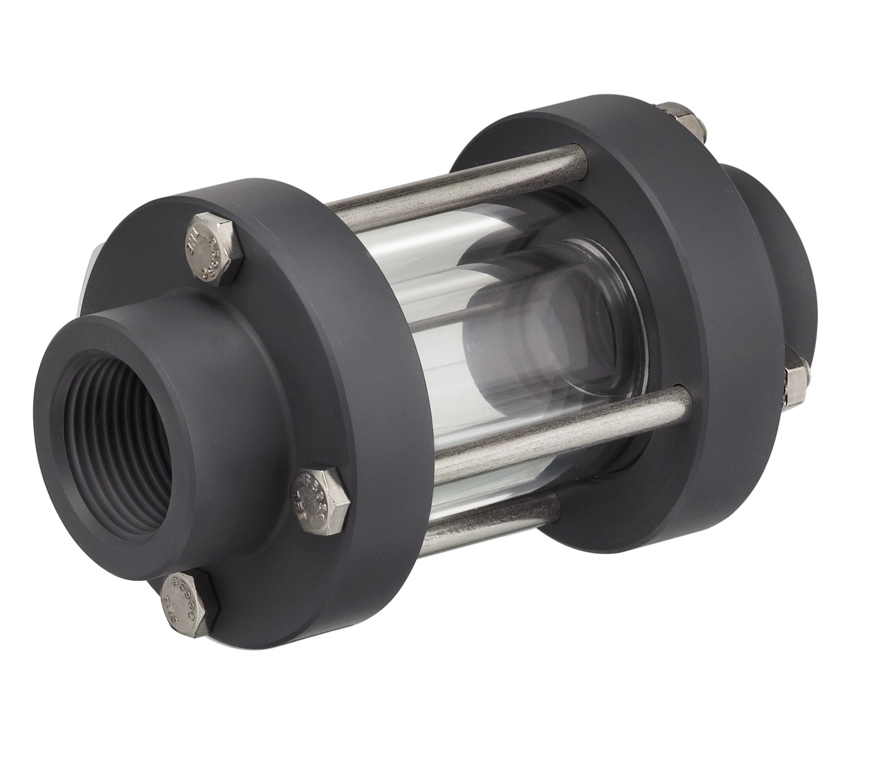 GY Series Polypropylene Sight Glass Flow Indicator, Double-Wall, For Extremely Corrosive and Ultra-Pure Liquids, 3/4" NPT Female