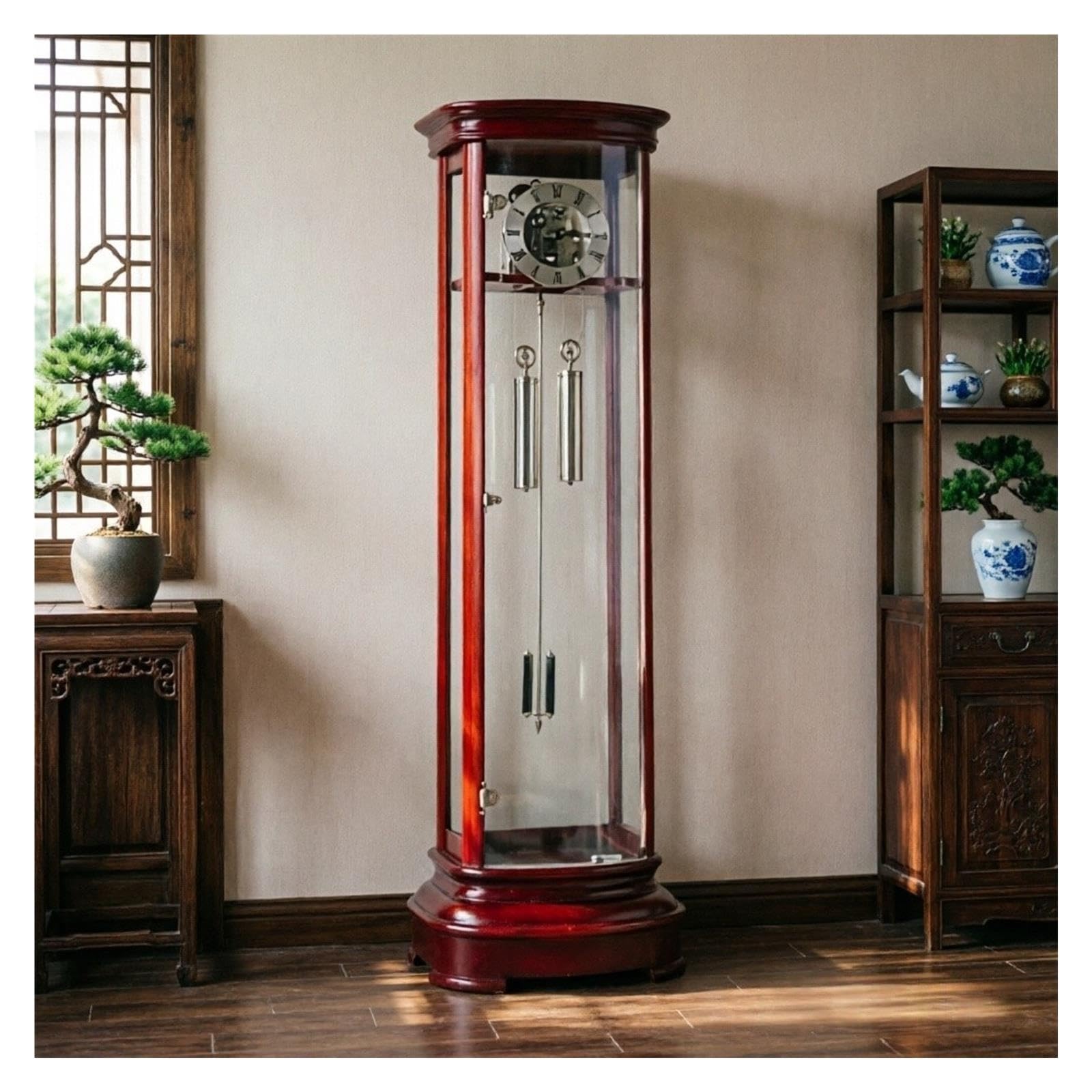Reloj de Abuelo Reloj de Abuelo de Madera Piso Mecánico Romano