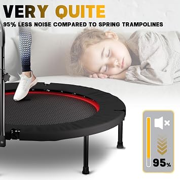 42 Foldable Mini Trampoline with 5-Level Adjustable Handle for Adults