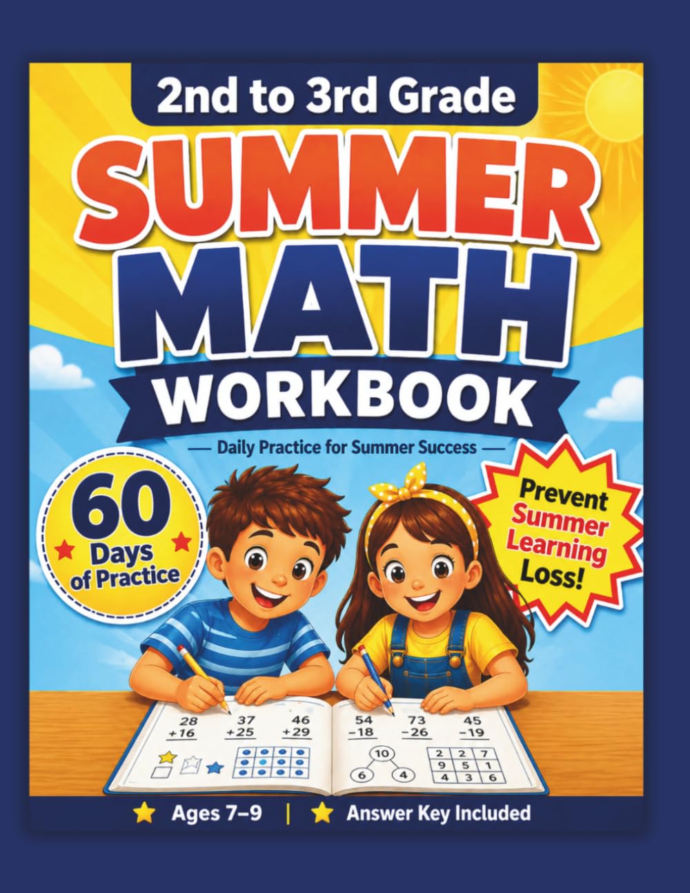 2nd to 3rd Grade Summer Math Workbook: 60 Days of Practice | Prevent Summer Learning Loss | Ages 7–9 | Answer Key Included