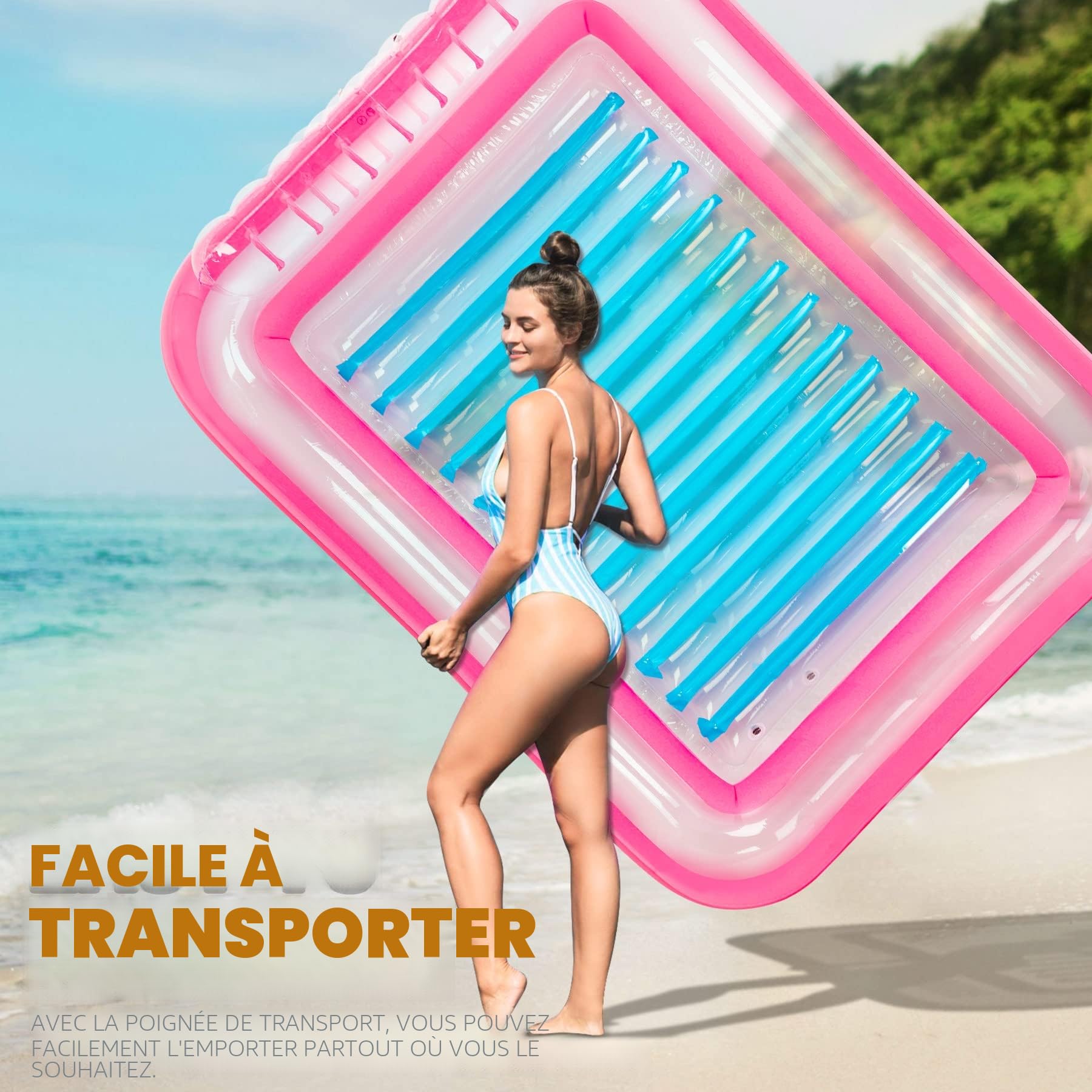 Subtail Matelas de Plage - Fauteuil Gonflable Piscine Matelas Hamac de Gonflable Piscine - Bouee Geante Piscine Adulte Enfant (180 * 120Cm)