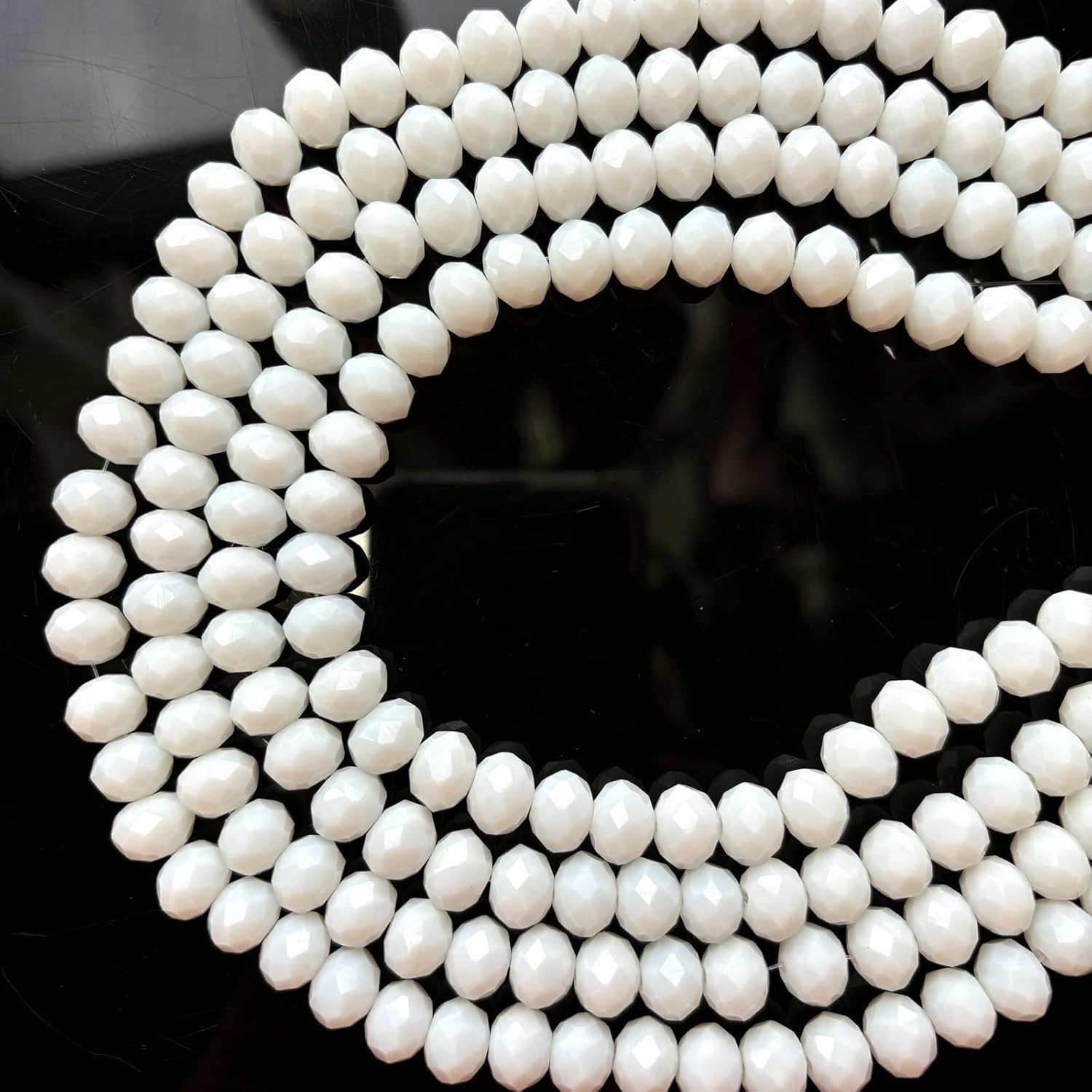 265Pcs Briolette Glass Beads for Jewelry Making, 8mm Faceted Crystall Beads for Bracelets Making, Rondelle White Glass Beads Bulk for Crafts Wine Charms Wind Chimes Suncatchers - Image 2