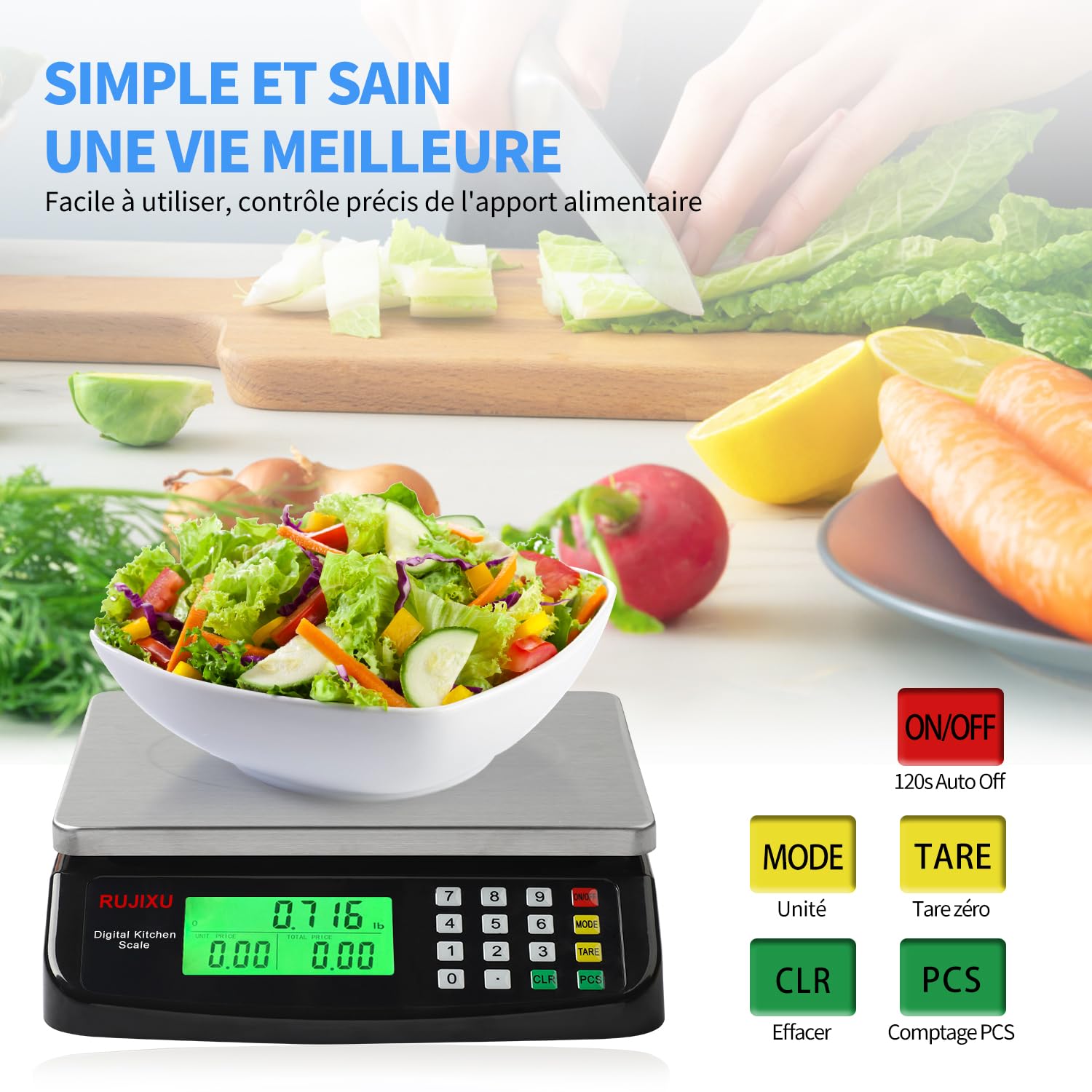 Balance de cuisine professionnelle 30kg Numérique en acier inoxydable balance électronique de cuisine PCS comptant les échelles ' avec LCD balances alimentaire pour Alimentaire Multifonctionnel