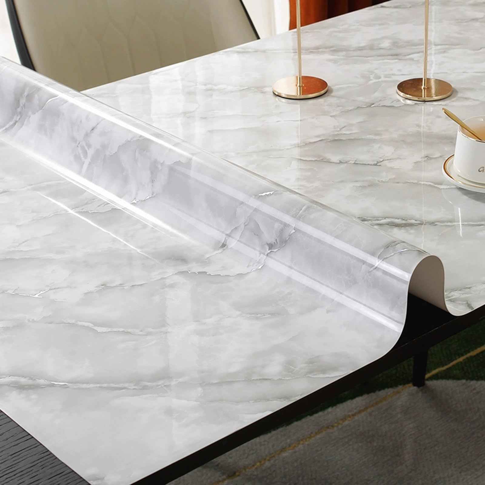 Tovaglia in PVC Motivo a imitazione del marmo Impermeabile e resistente all'usura facile da pulire Spessore 1mm Dimensioni 90 * 200cm