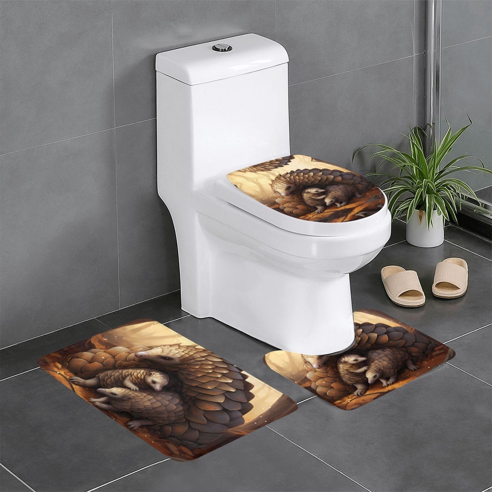 Tapis de salle de bain antidérapants Pangolin pour éviter les glissades au WC