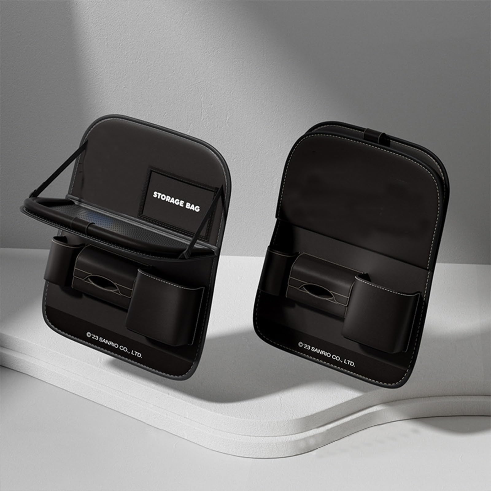 THAMBA Auto-Rücksitz-Organizer mit Faltbarer Tischablage, Kindersitz-Rückenlehnen-Organizer aus Hochwertigem Leder für Auto-Reise-Aufbewahrungstasche (Color : Negro)