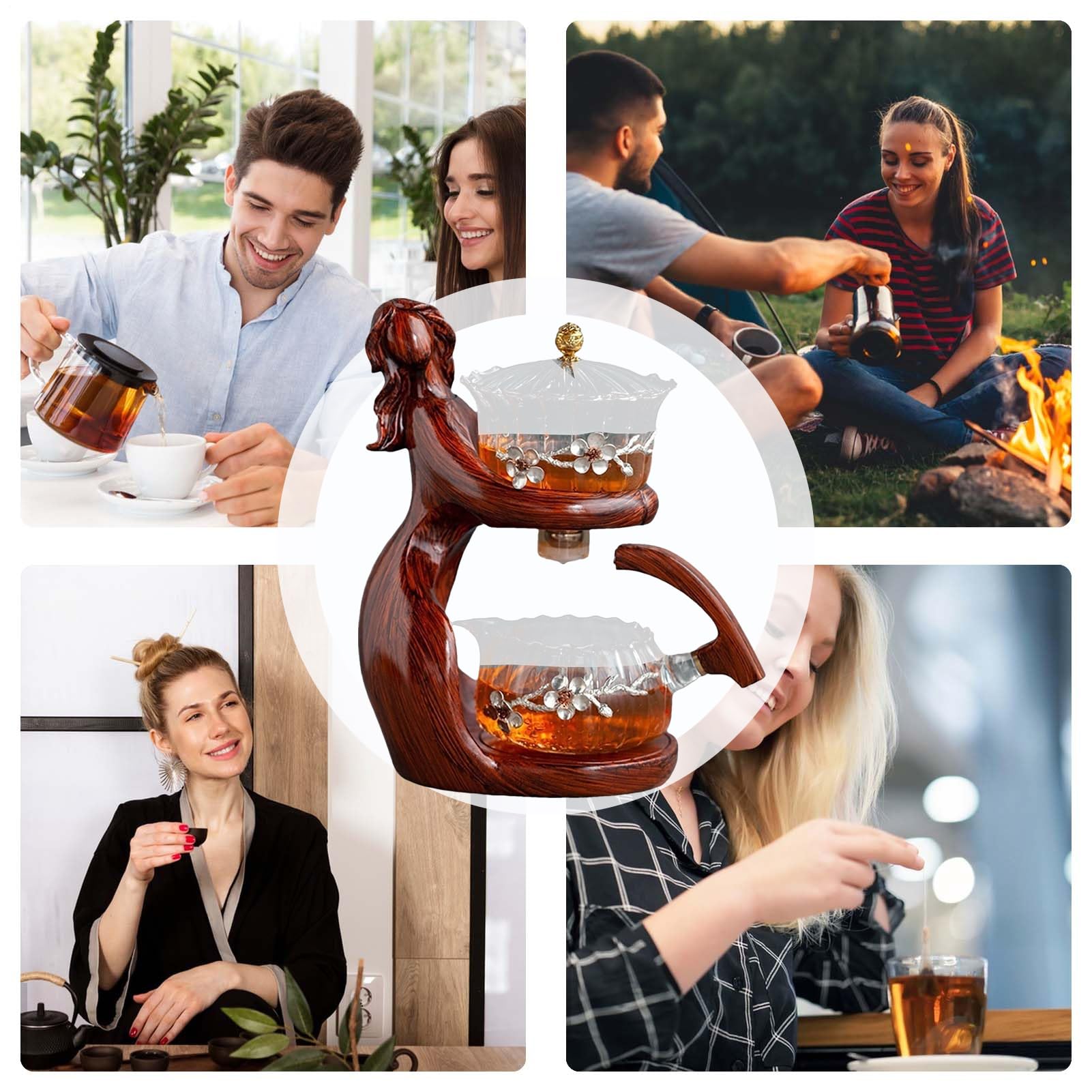 Utensilio de Cocina para Infusionar Té en el Hogar Infusor De Tapa | de vidrio con juego de té e infusor Infusión Aromática de Co