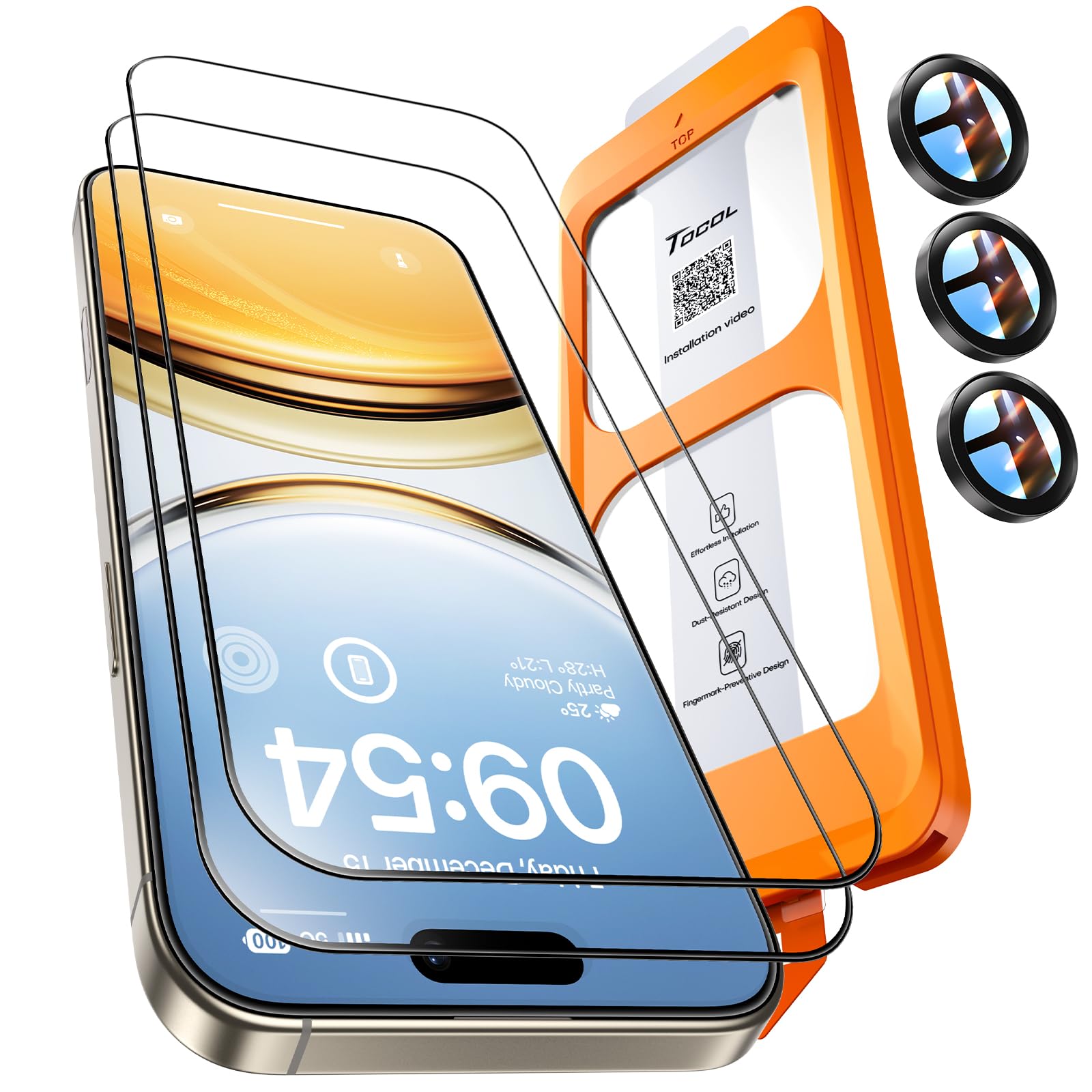 TOCOL Panzerfolie mit Kameraschutz für iPhone Serie