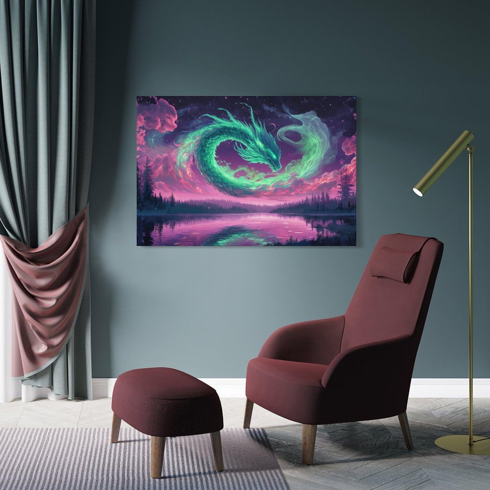 ZHUICHENG Dragon DecoRataivo Obraz/Plakat - 3D Urban Painting Na Płótnie Do Biura i Salonu. Odporny Na Uderzenia i Łatwa Konserwacja, Styl Przemysłowy 16x24 cale (40x60cm)