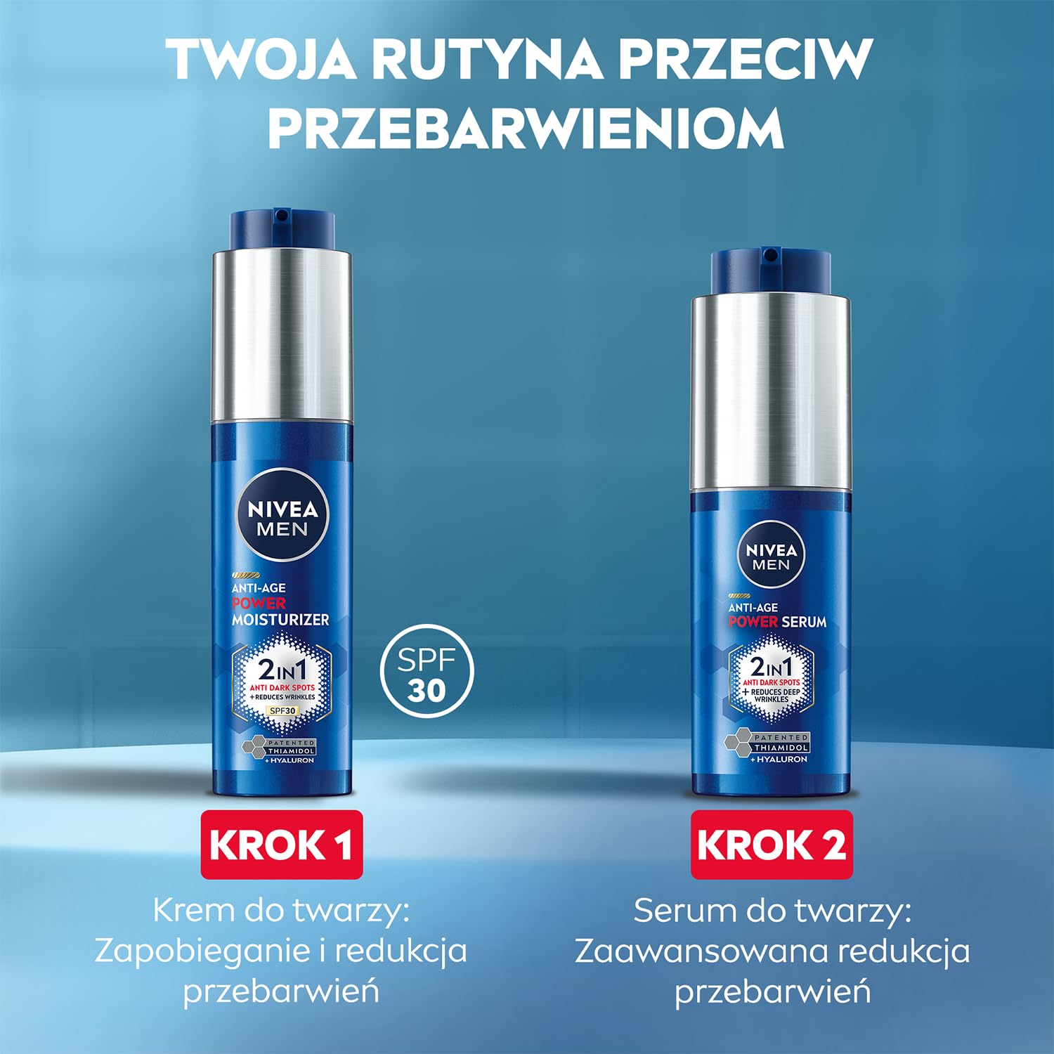 NIVEA MEN Anti-Age POWER Przeciwzmarszczkowe serum nawilżające dla mężczyzn, redukujący przebarwienia z kwasem hialuronowym i thiamidolem, 30 ml