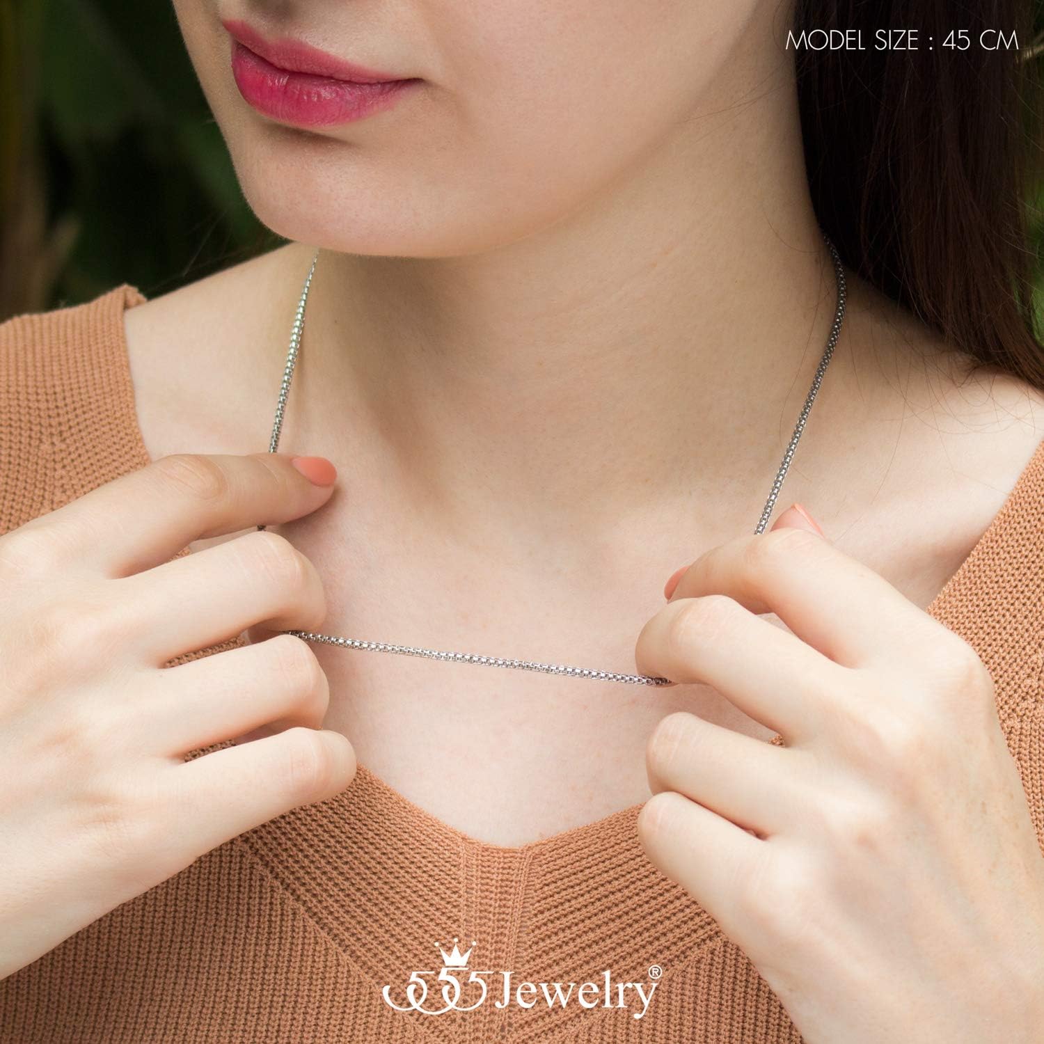 555Jewelry 2mm Stainless Steel Mesh Necklace for Women & Men, 16-22 Inch - Image 3