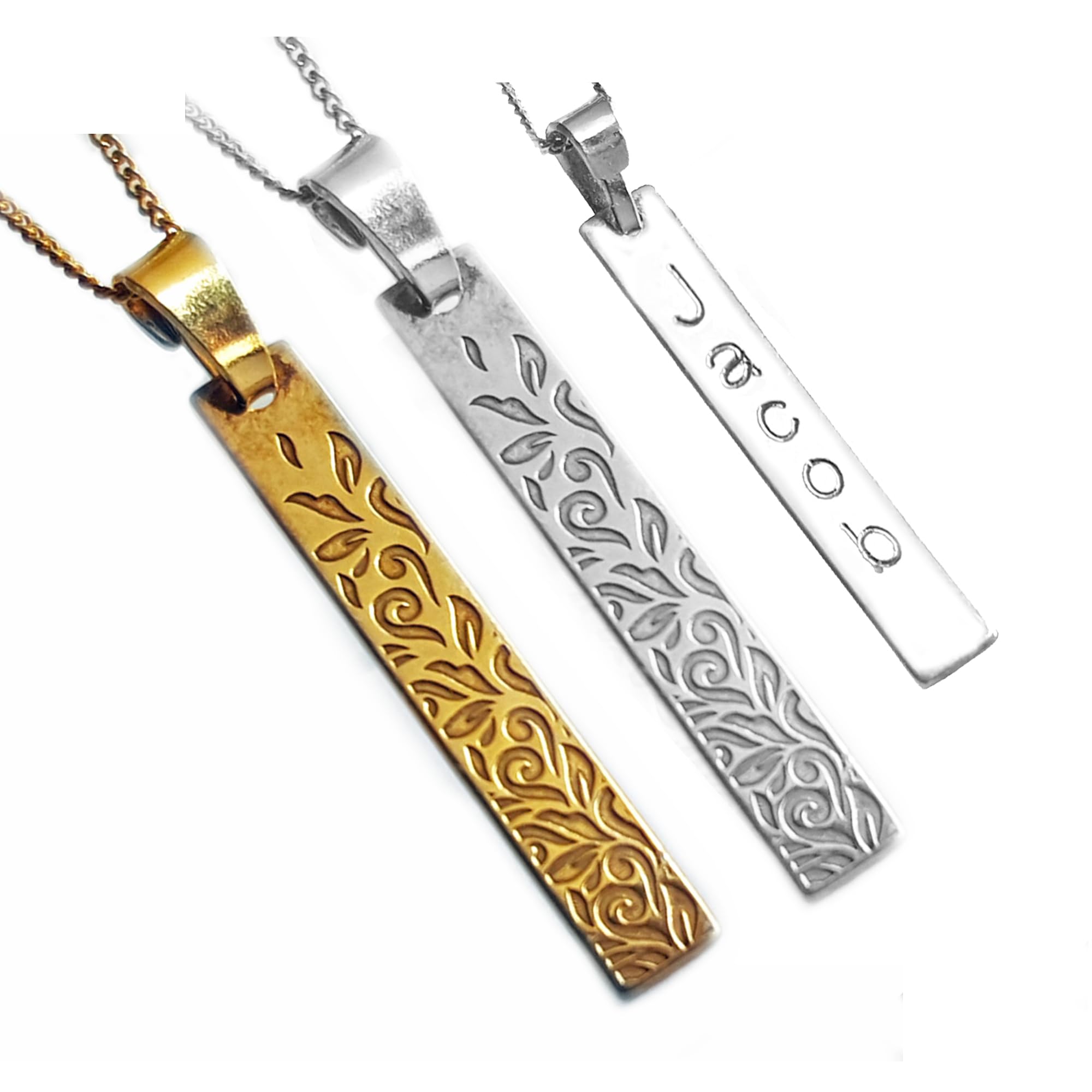 Stabanhänger Kette mit Gravur, 925 Silber oder vergoldet
