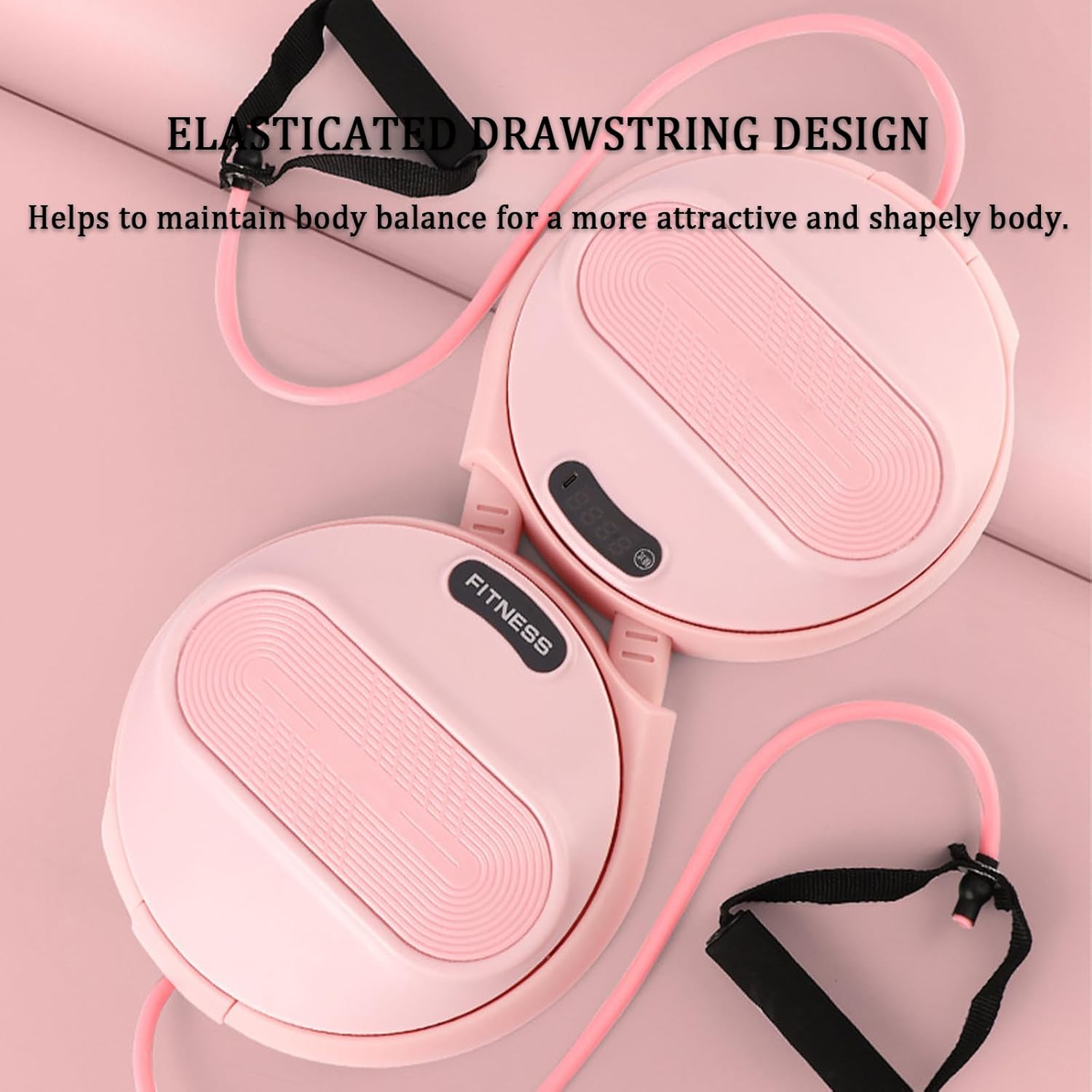 Waist Twisting Disc, Home Slimming Fitness Equipment with Elastic Rope and Intelligent Counting, Adjustable Foot Spacing