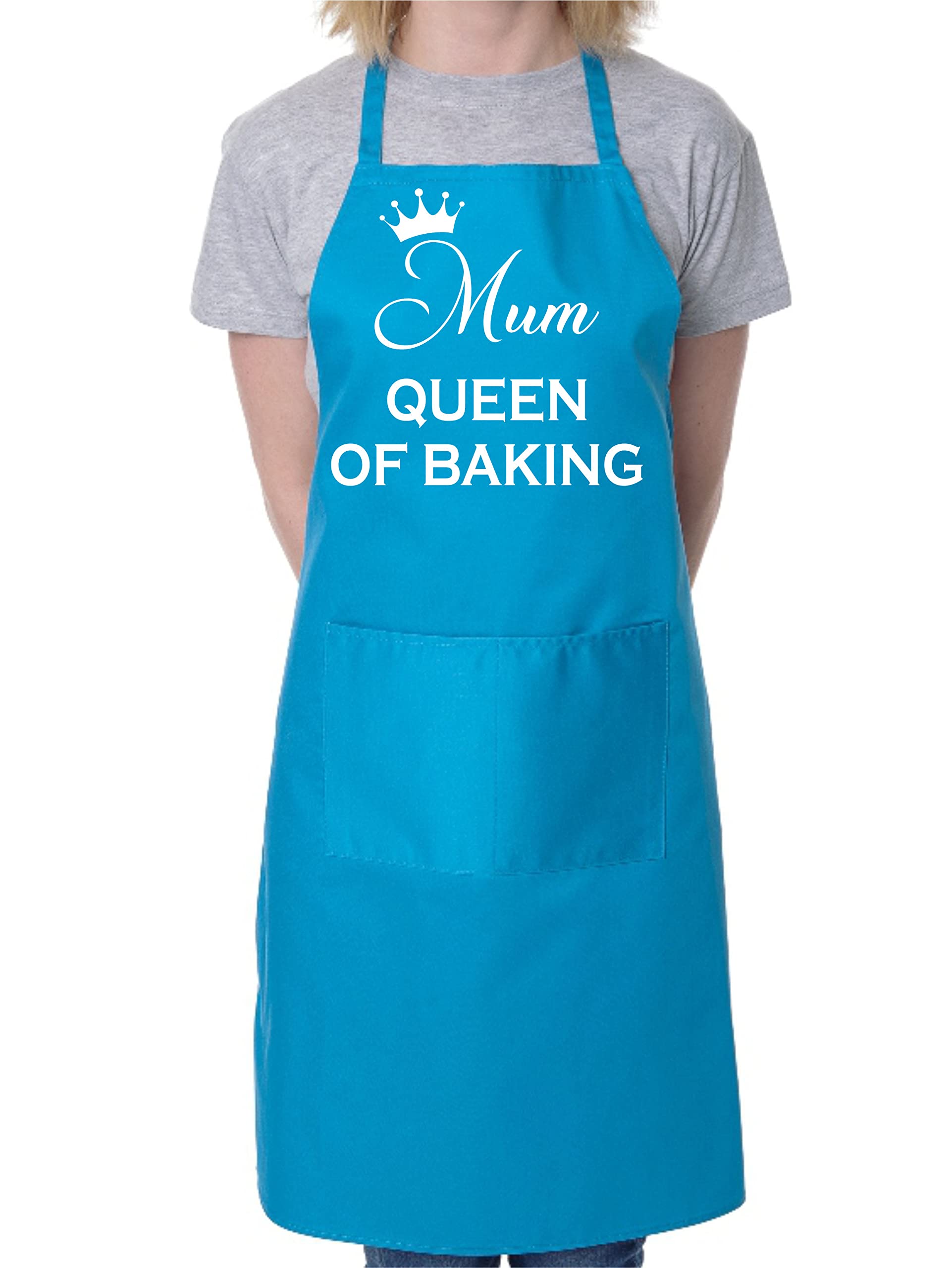 Print4U Mum Queen of Baking Novelty Cooking Bakers Ladies Apron Mothers Day Blue