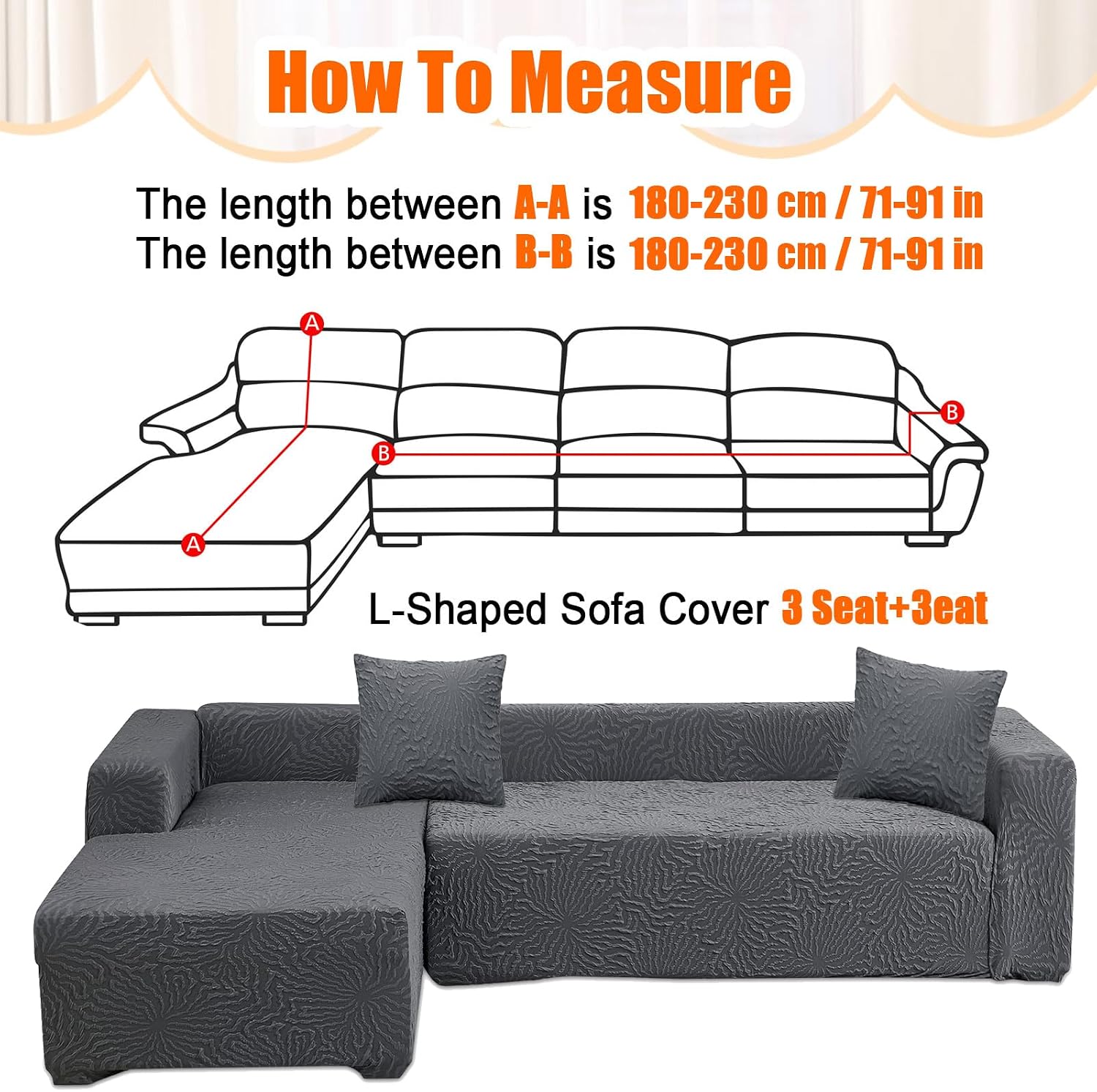 Couch Covers for Sectional Sofa l Shape Slipcovers l Shaped Cover Gray